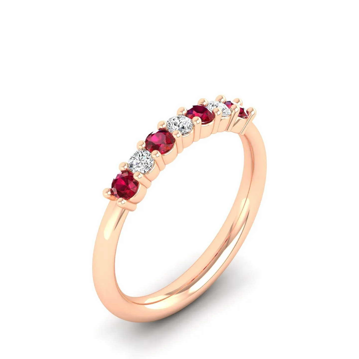 Alternating 7-Stone Ruby and Diamond Ring