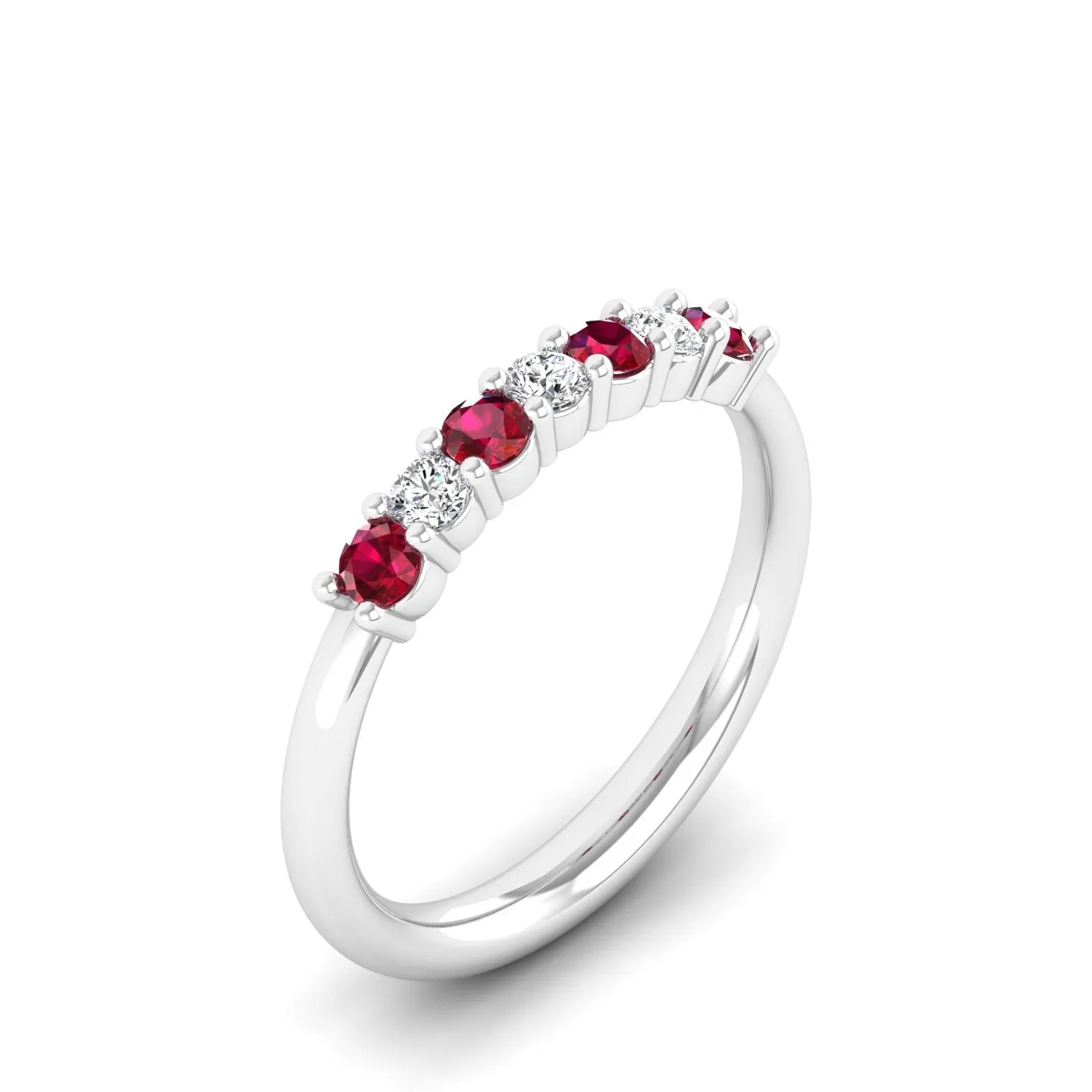 Alternating 7-Stone Ruby and Diamond Ring