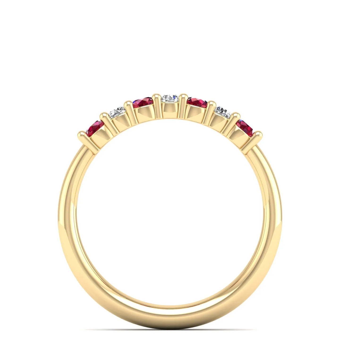 Alternating 7-Stone Ruby and Diamond Ring