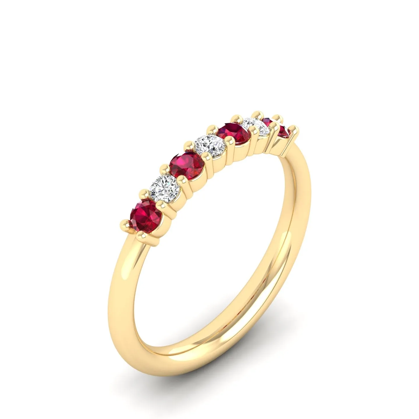 Alternating 7-Stone Ruby and Diamond Ring