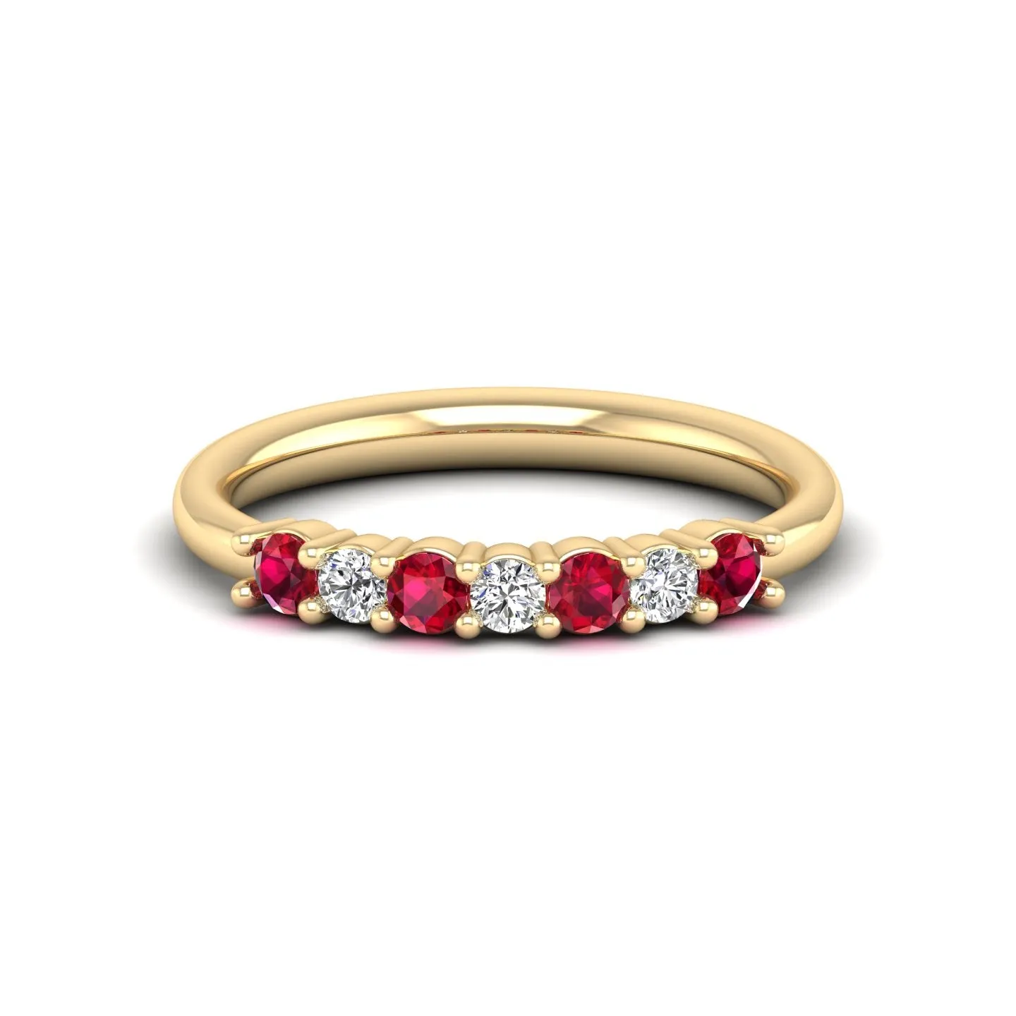 Alternating 7-Stone Ruby and Diamond Ring