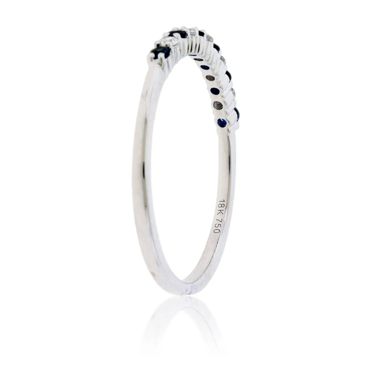 Alternating Blue Sapphire & Diamond Band