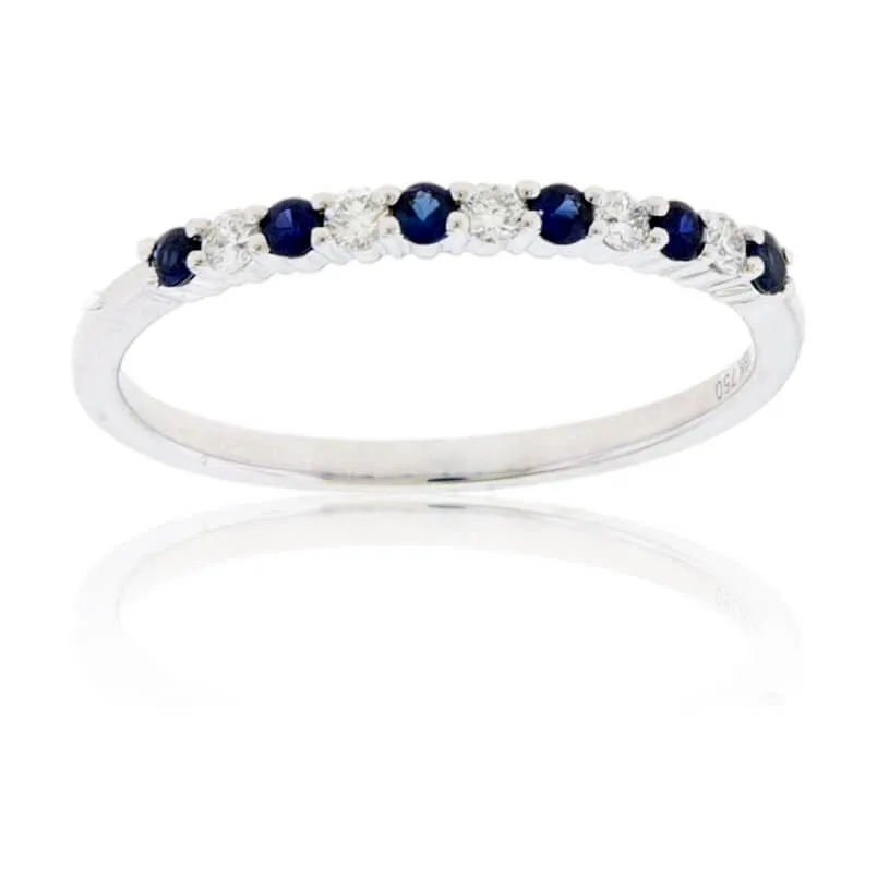 Alternating Blue Sapphire & Diamond Band
