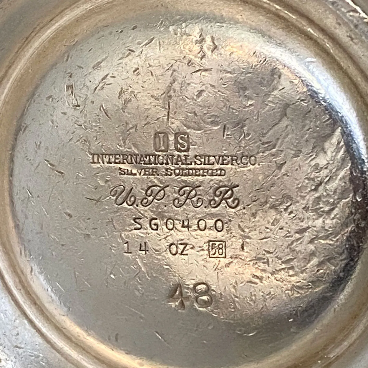 American International Silver Soldered Union Pacific Railroad Individual Tea Pot