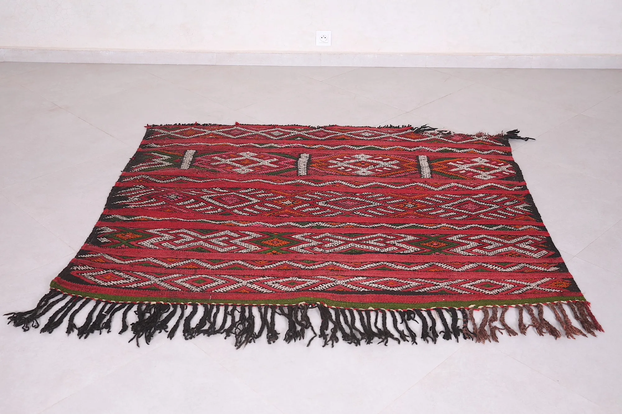 Antique Moroccan Handwoven Kilim - 5.3 FT X 4.4 FT | Unique Tribal Art