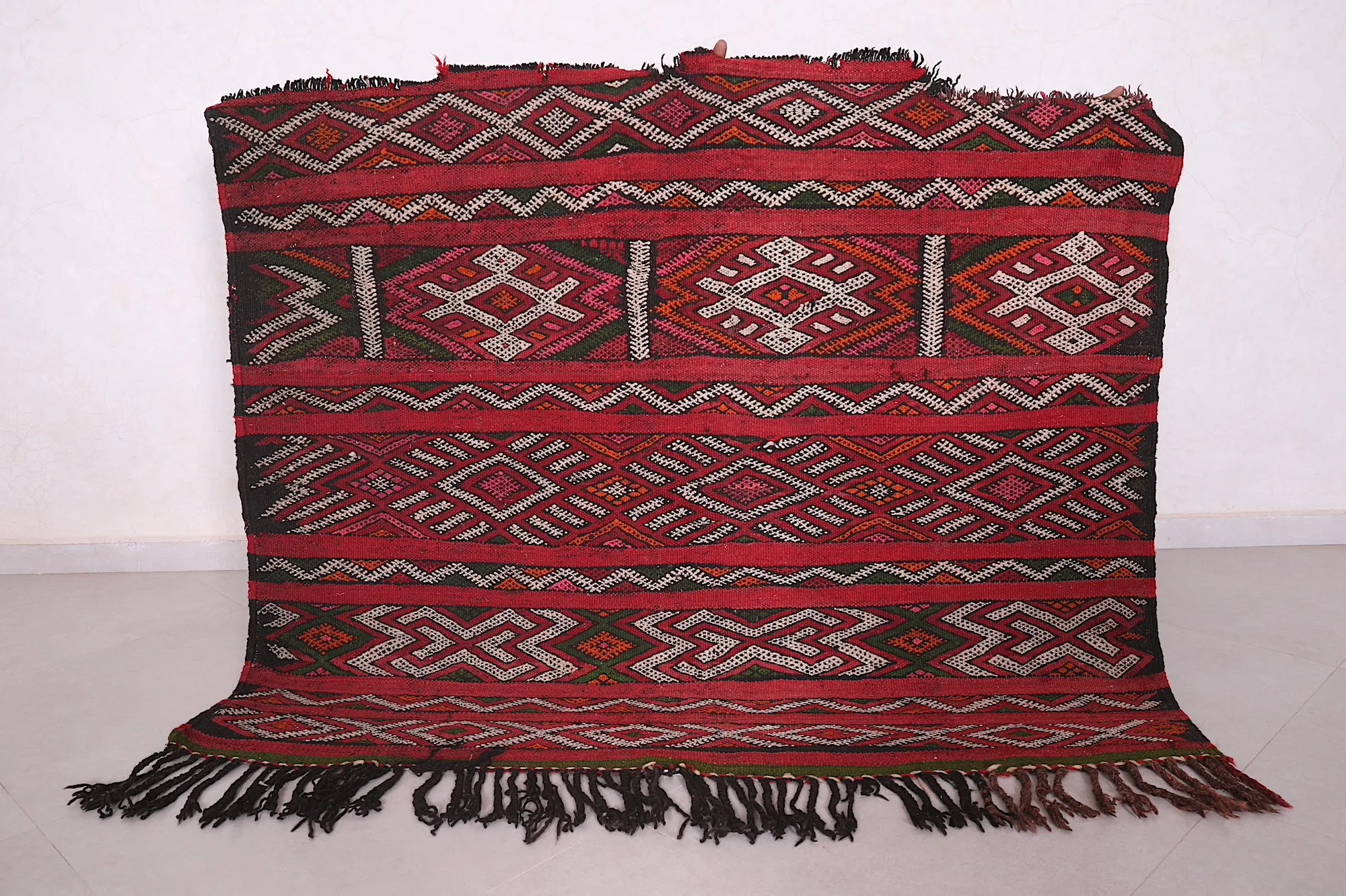 Antique Moroccan Handwoven Kilim - 5.3 FT X 4.4 FT | Unique Tribal Art