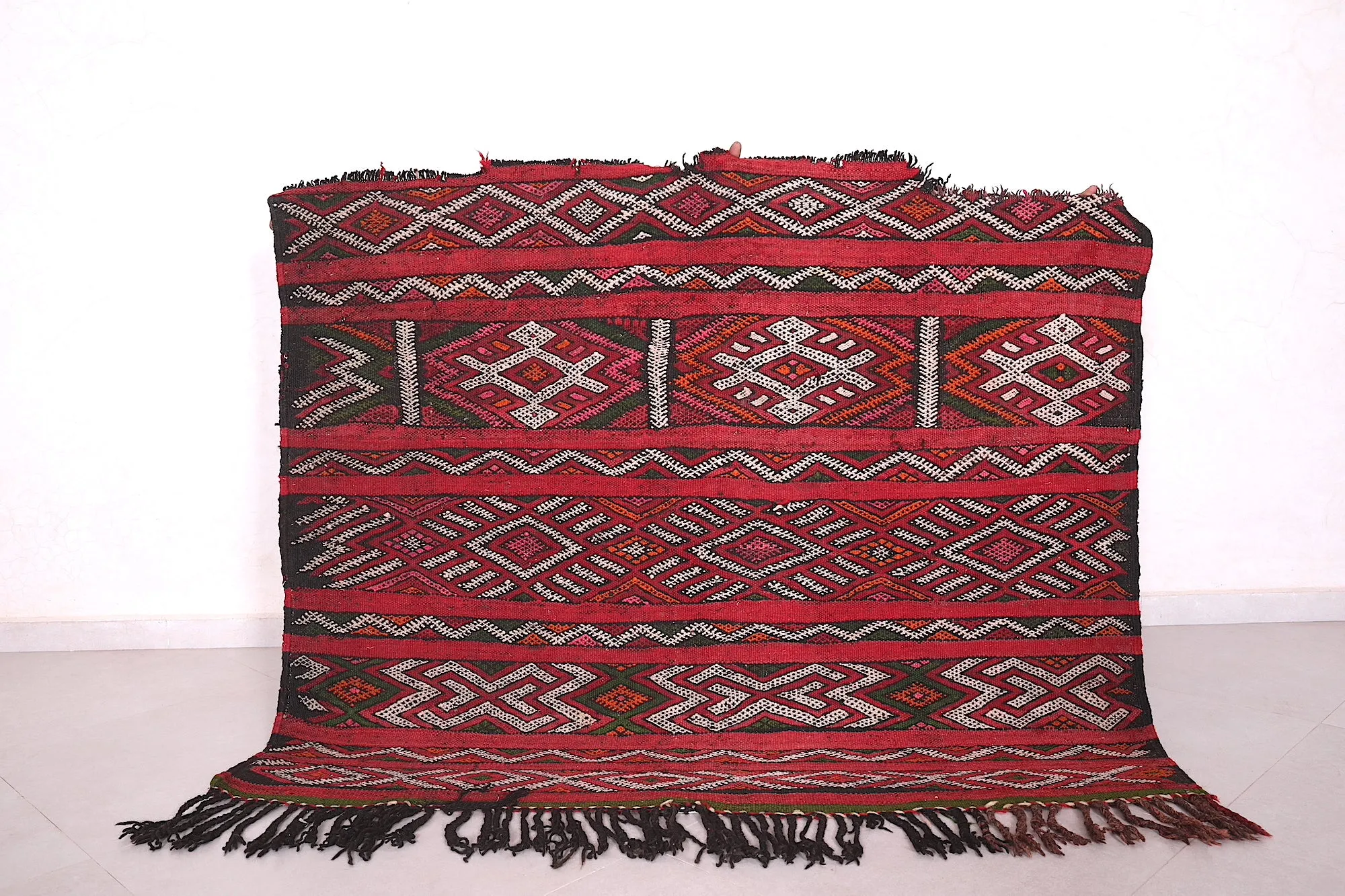 Antique Moroccan Handwoven Kilim - 5.3 FT X 4.4 FT | Unique Tribal Art