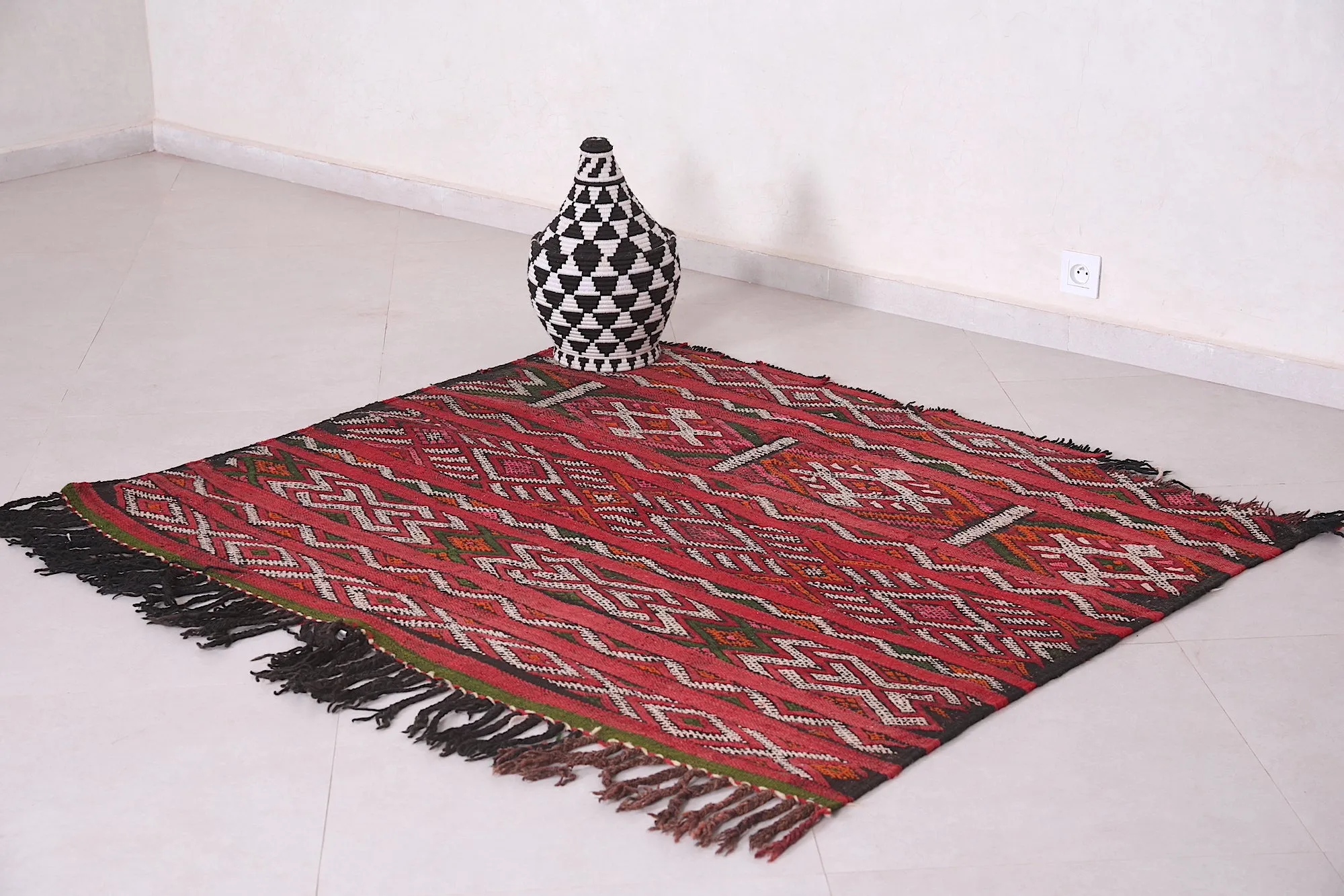 Antique Moroccan Handwoven Kilim - 5.3 FT X 4.4 FT | Unique Tribal Art