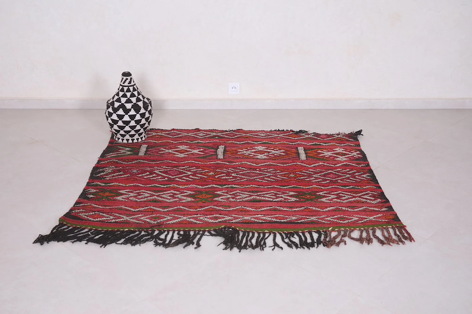 Antique Moroccan Handwoven Kilim - 5.3 FT X 4.4 FT | Unique Tribal Art
