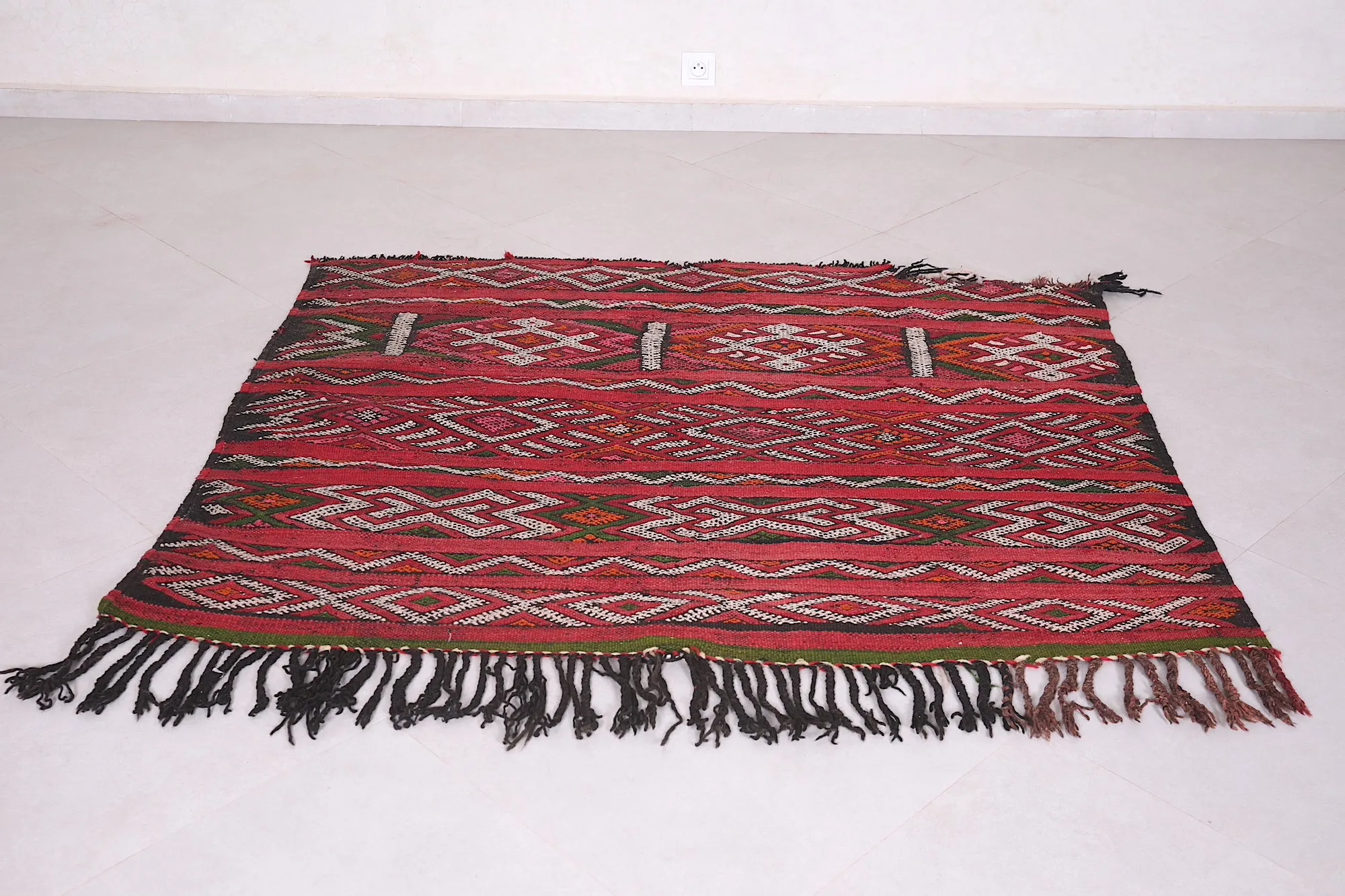 Antique Moroccan Handwoven Kilim - 5.3 FT X 4.4 FT | Unique Tribal Art