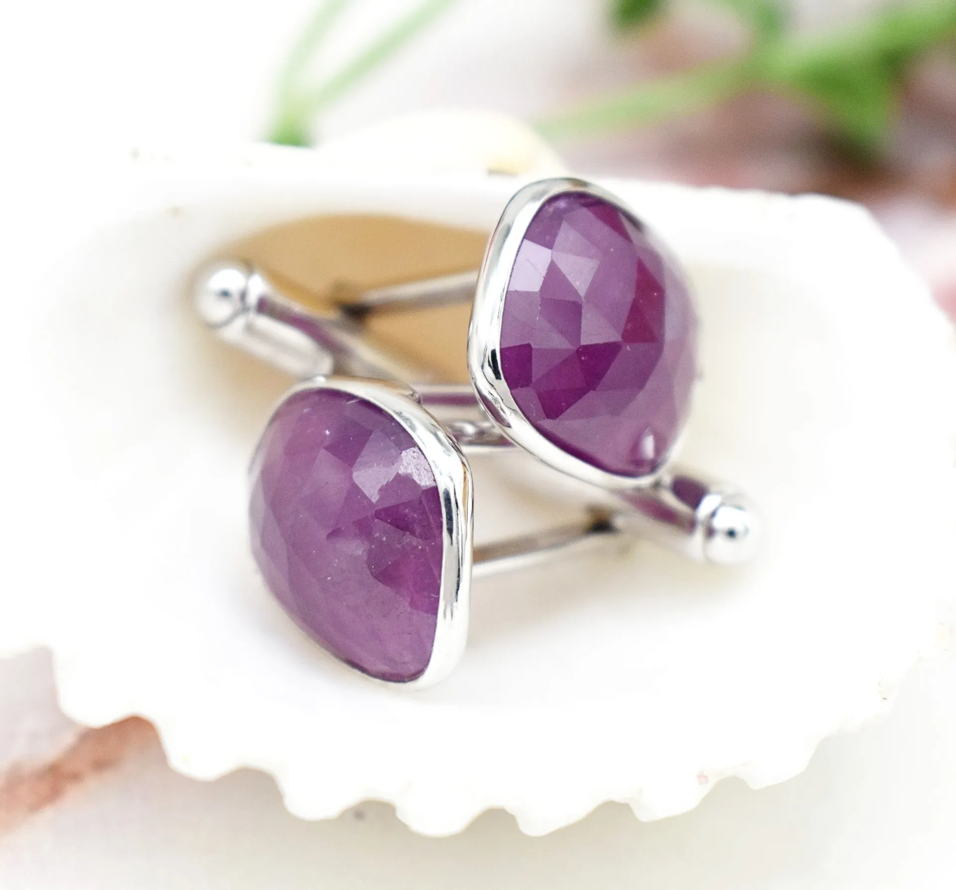 ASYMMETRIC RUBY CUFFLINK