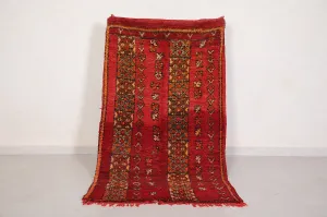 Authentic Vintage Berber Rug 3.2 x 6 FT - Warm Red Tones