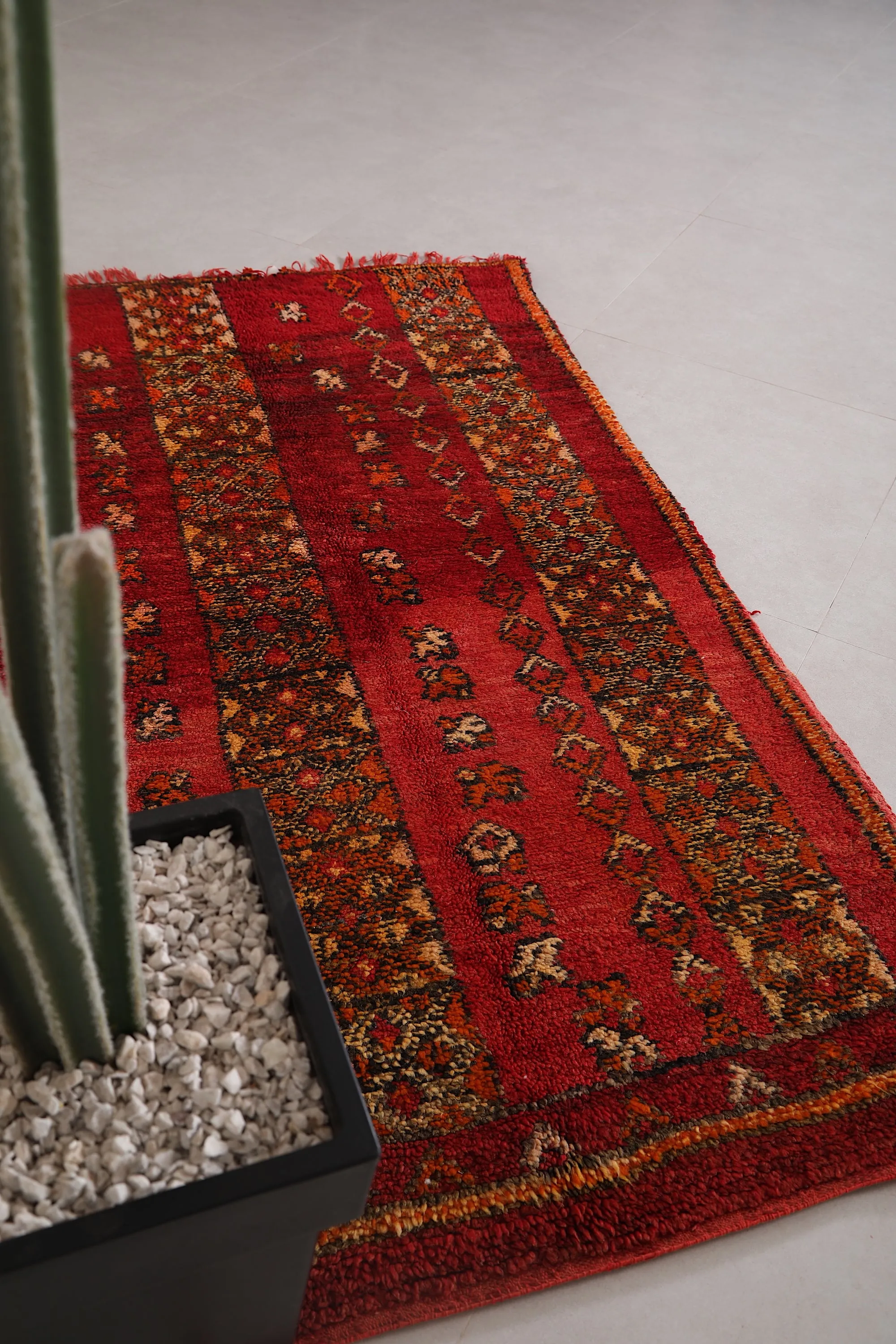 Authentic Vintage Berber Rug 3.2 x 6 FT - Warm Red Tones
