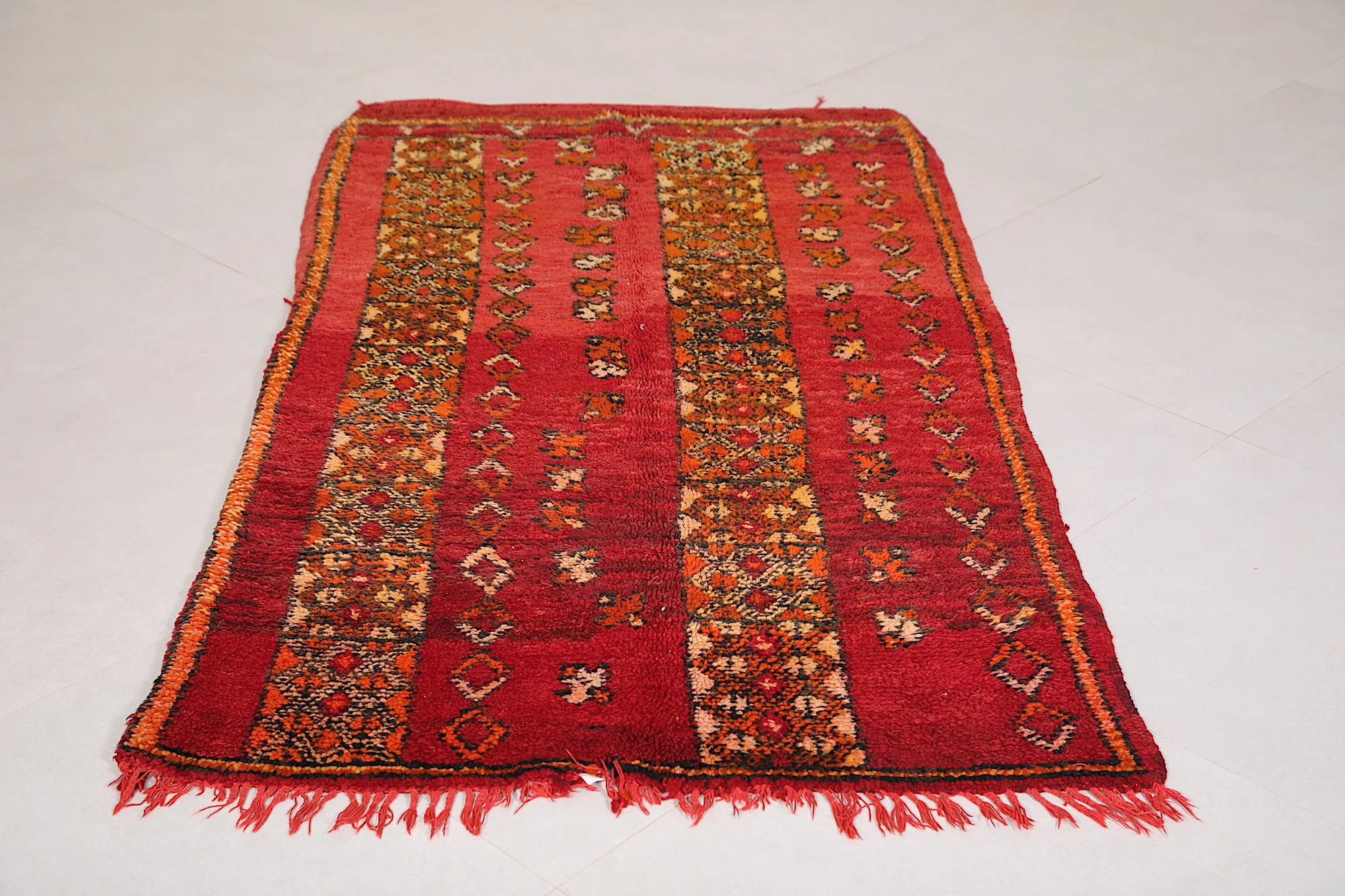 Authentic Vintage Berber Rug 3.2 x 6 FT - Warm Red Tones