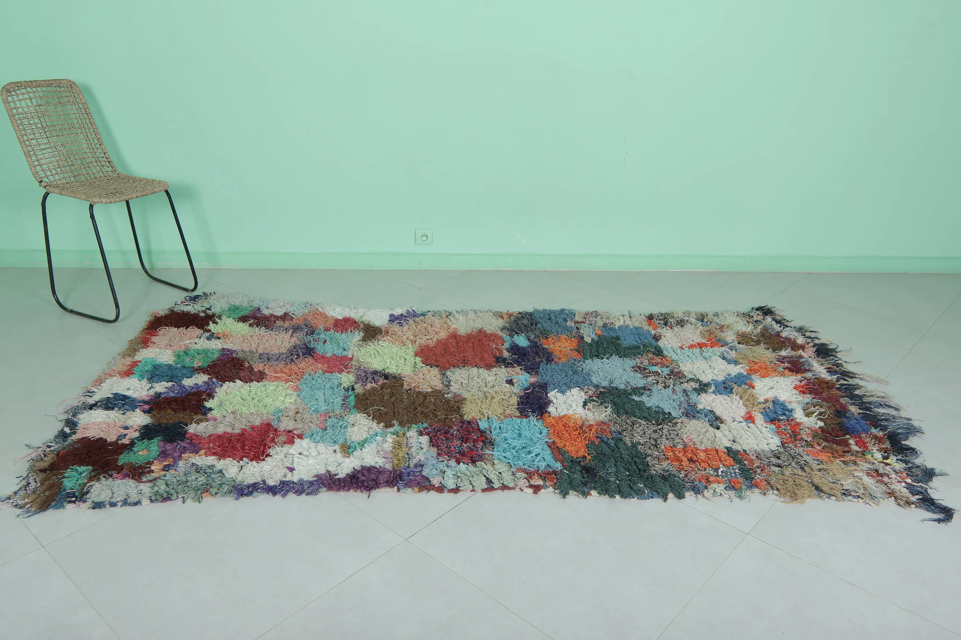 Azilal boucherouite rug 3.9 ft x 8.4 ft