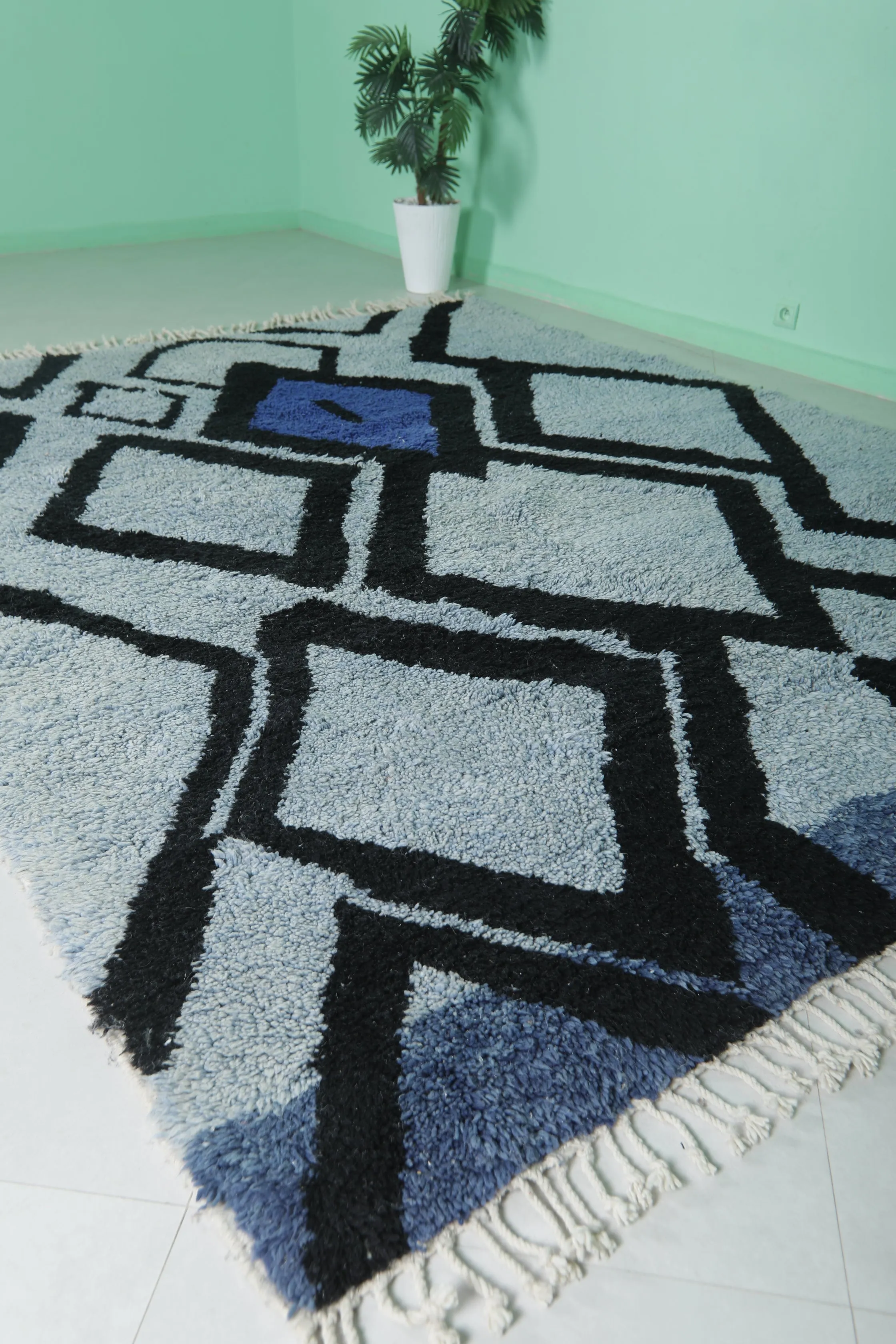 Azilal Rug - Blue Beni Ourain Rug 8.1 x 10.1 Ft