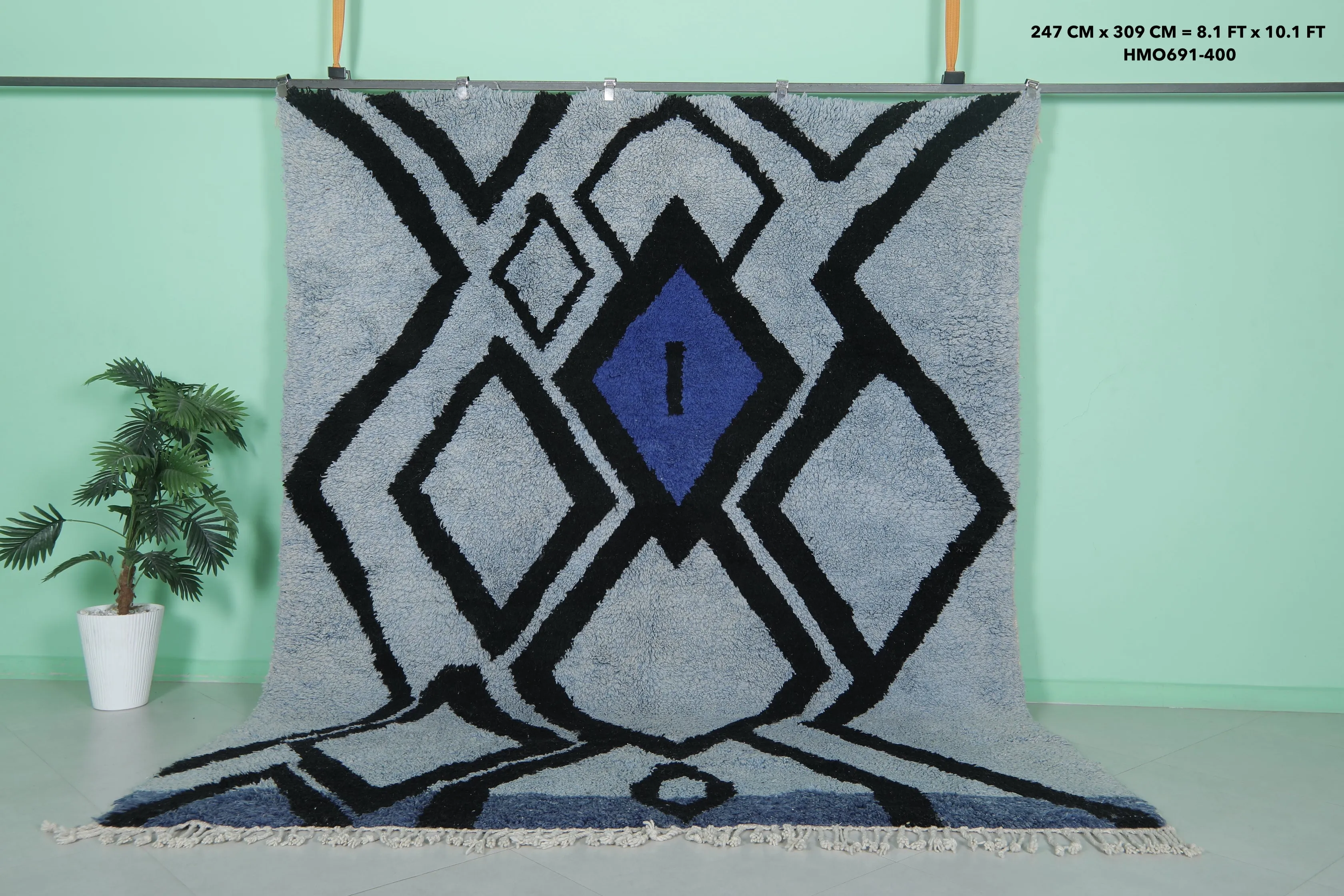 Azilal Rug - Blue Beni Ourain Rug 8.1 x 10.1 Ft