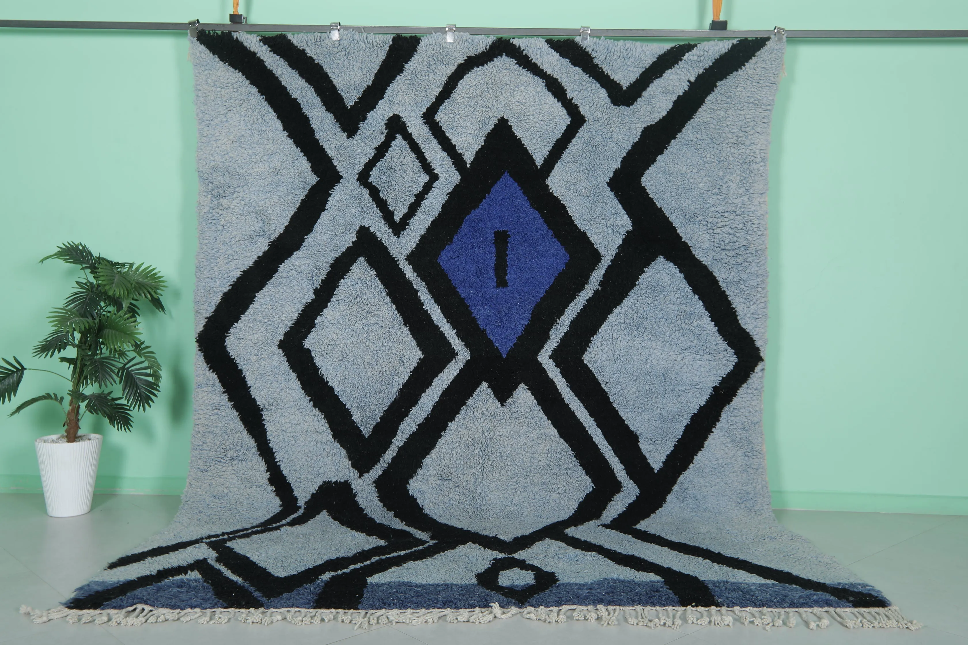Azilal Rug - Blue Beni Ourain Rug 8.1 x 10.1 Ft