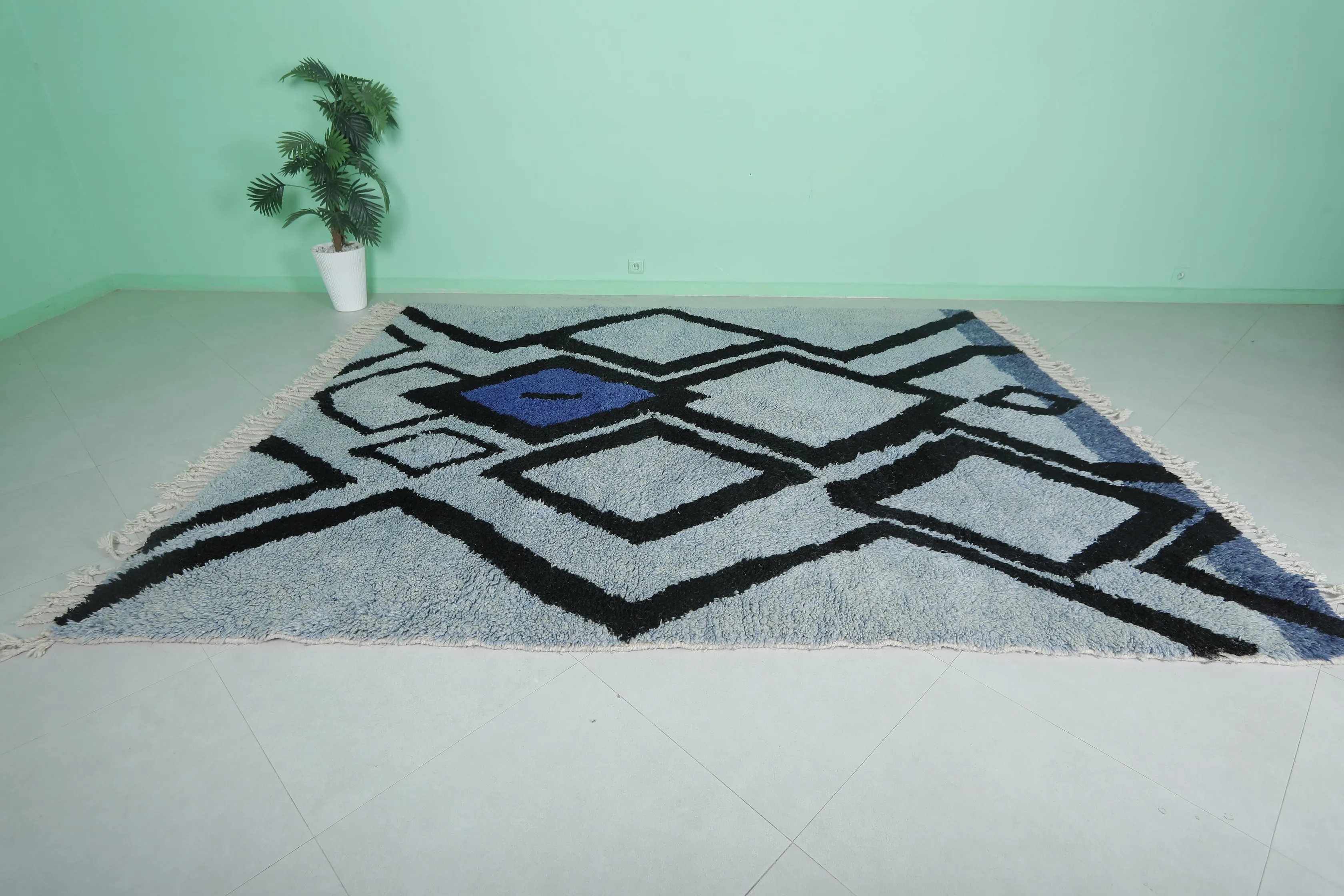 Azilal Rug - Blue Beni Ourain Rug 8.1 x 10.1 Ft