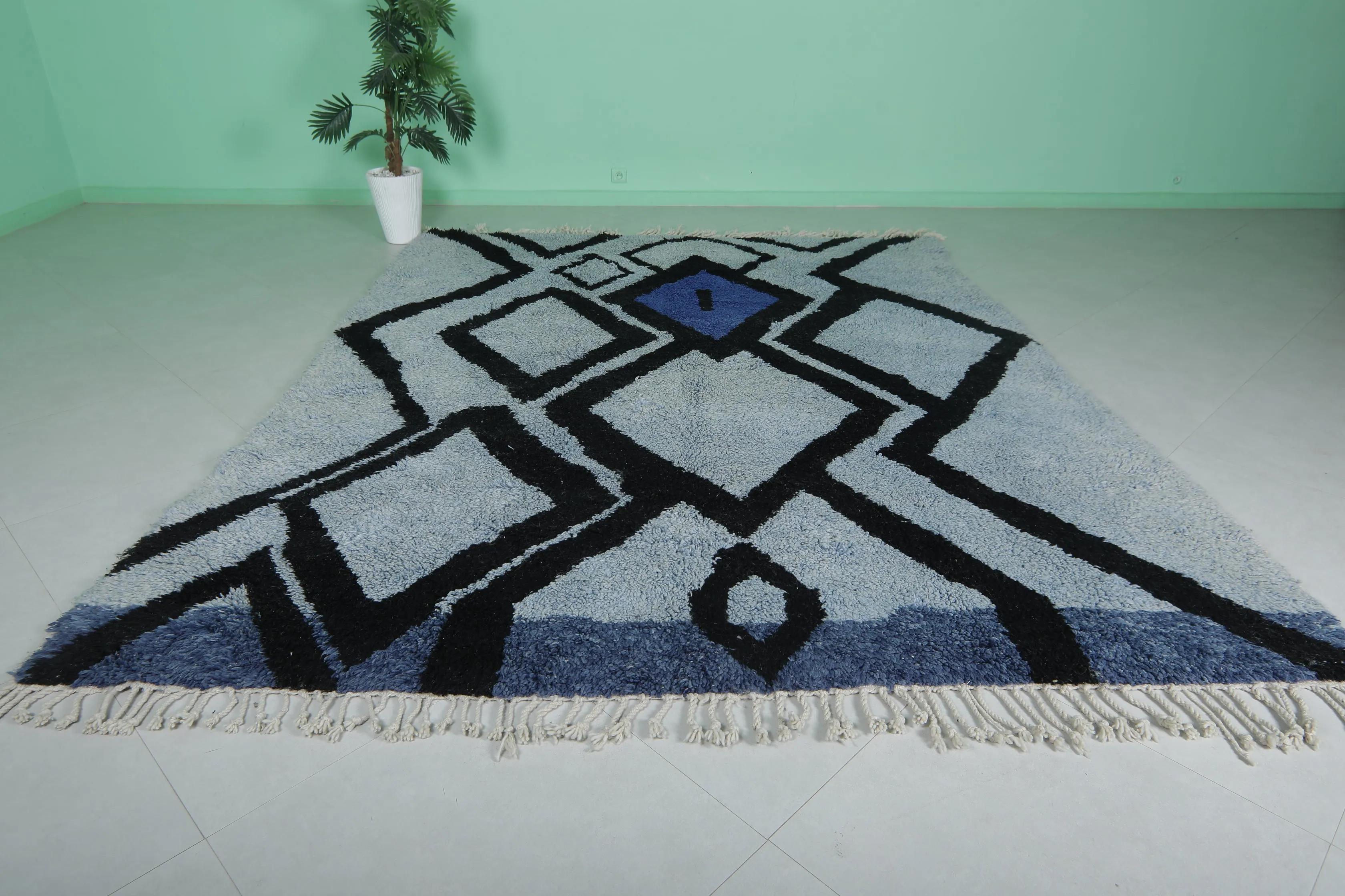 Azilal Rug - Blue Beni Ourain Rug 8.1 x 10.1 Ft