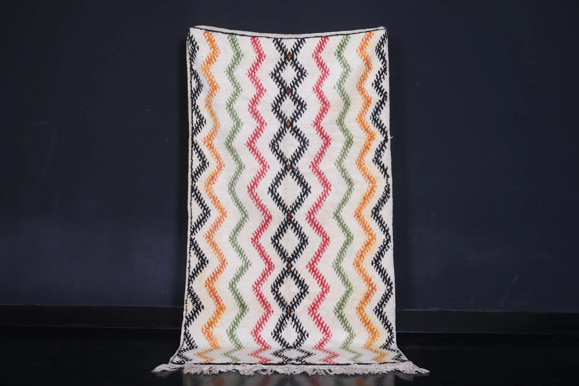 Azilal Runner Rug 3.8 x 6.9 ft - Authentic Moroccan Tribal Design
