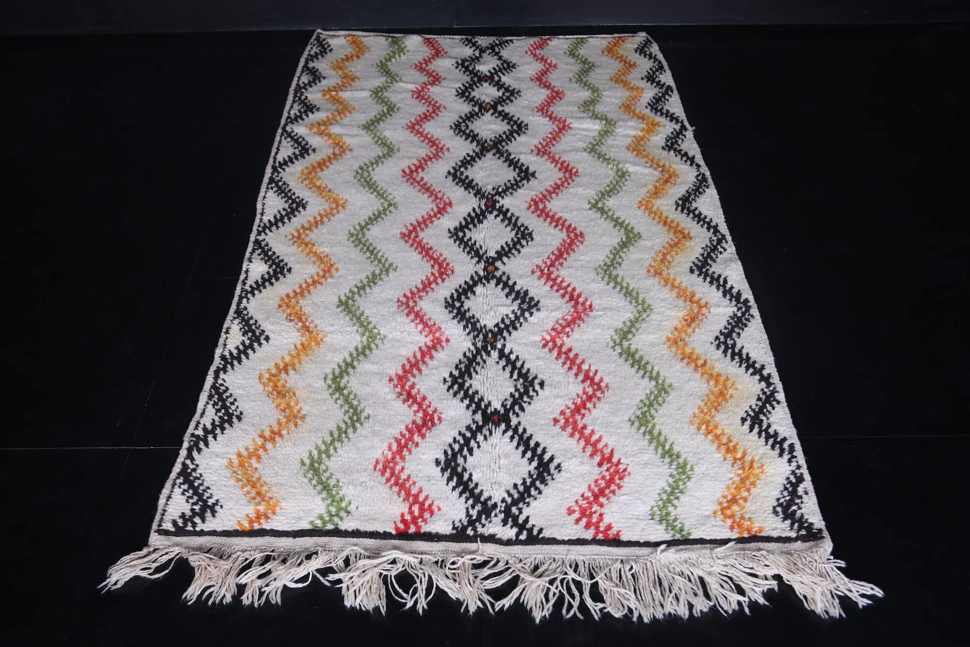 Azilal Runner Rug 3.8 x 6.9 ft - Authentic Moroccan Tribal Design