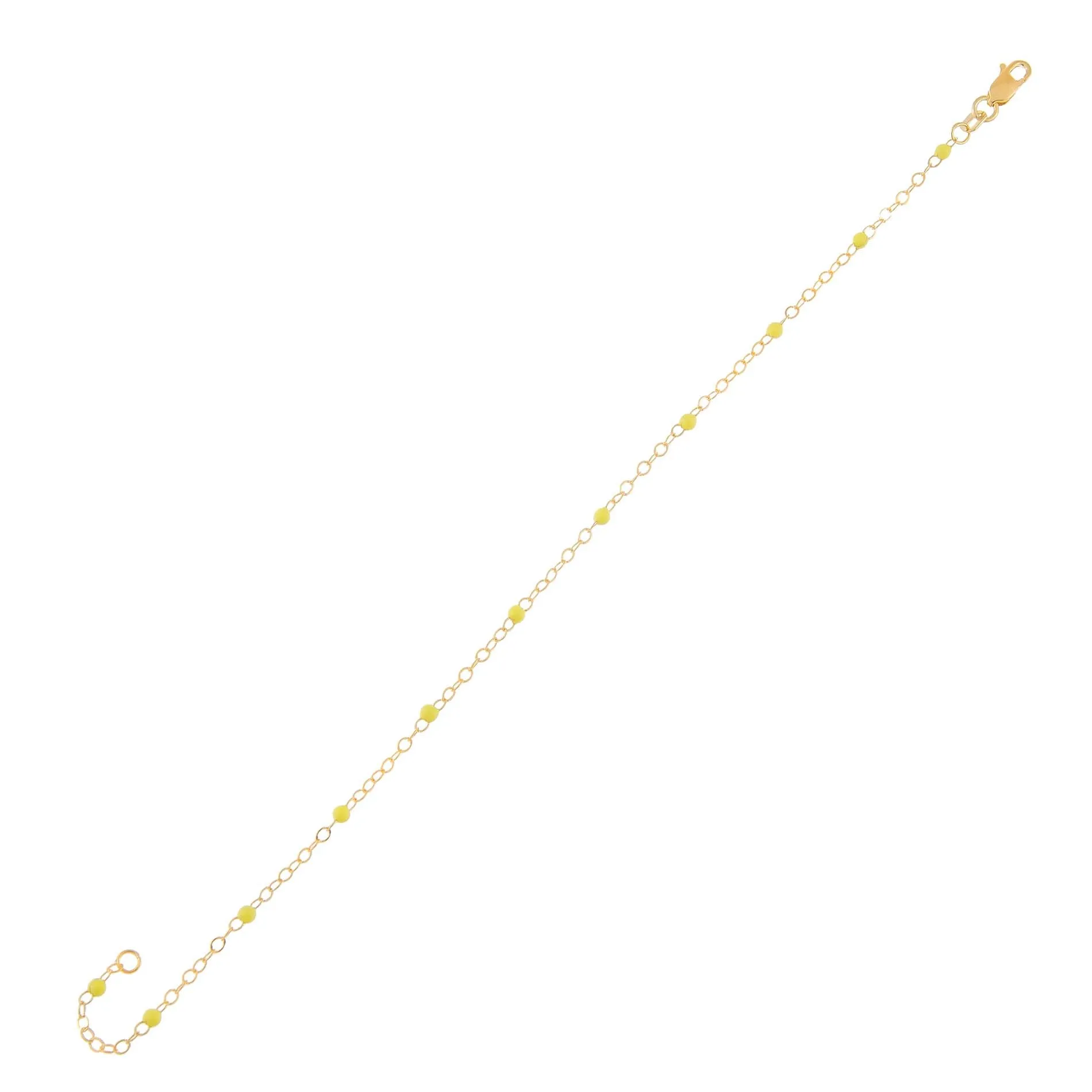Beaded Enamel Chain Bracelet 14K