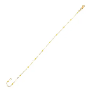 Beaded Enamel Chain Bracelet 14K