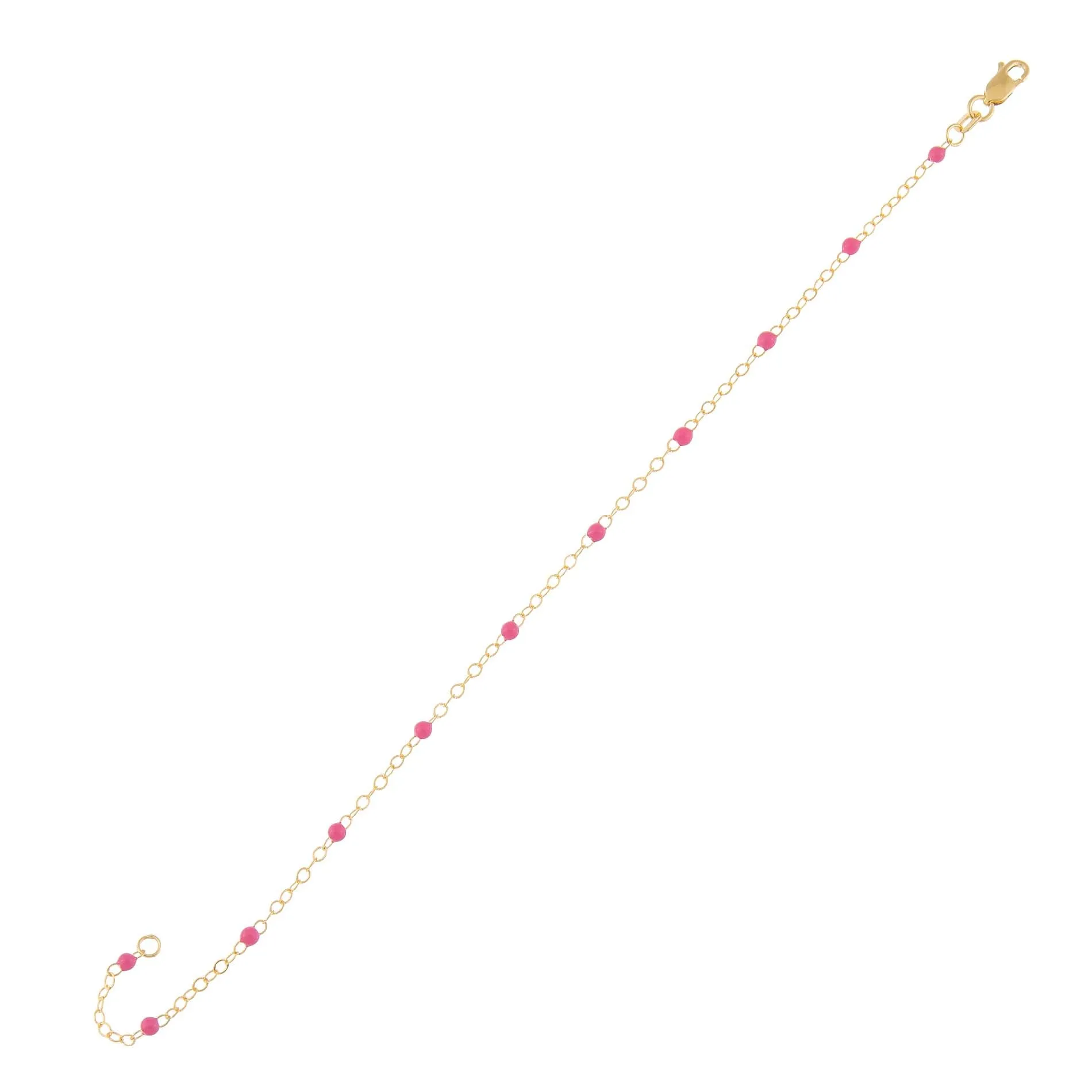 Beaded Enamel Chain Bracelet 14K