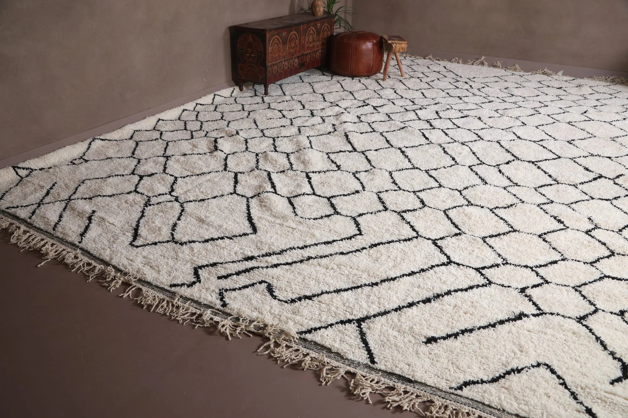 Beige Moroccan Berber rug - Custom Azilal rug - Wool rug