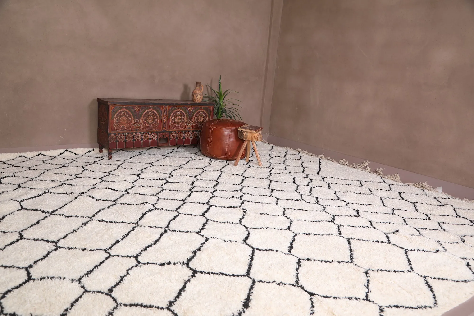 Beige Moroccan Berber rug - Custom Azilal rug - Wool rug