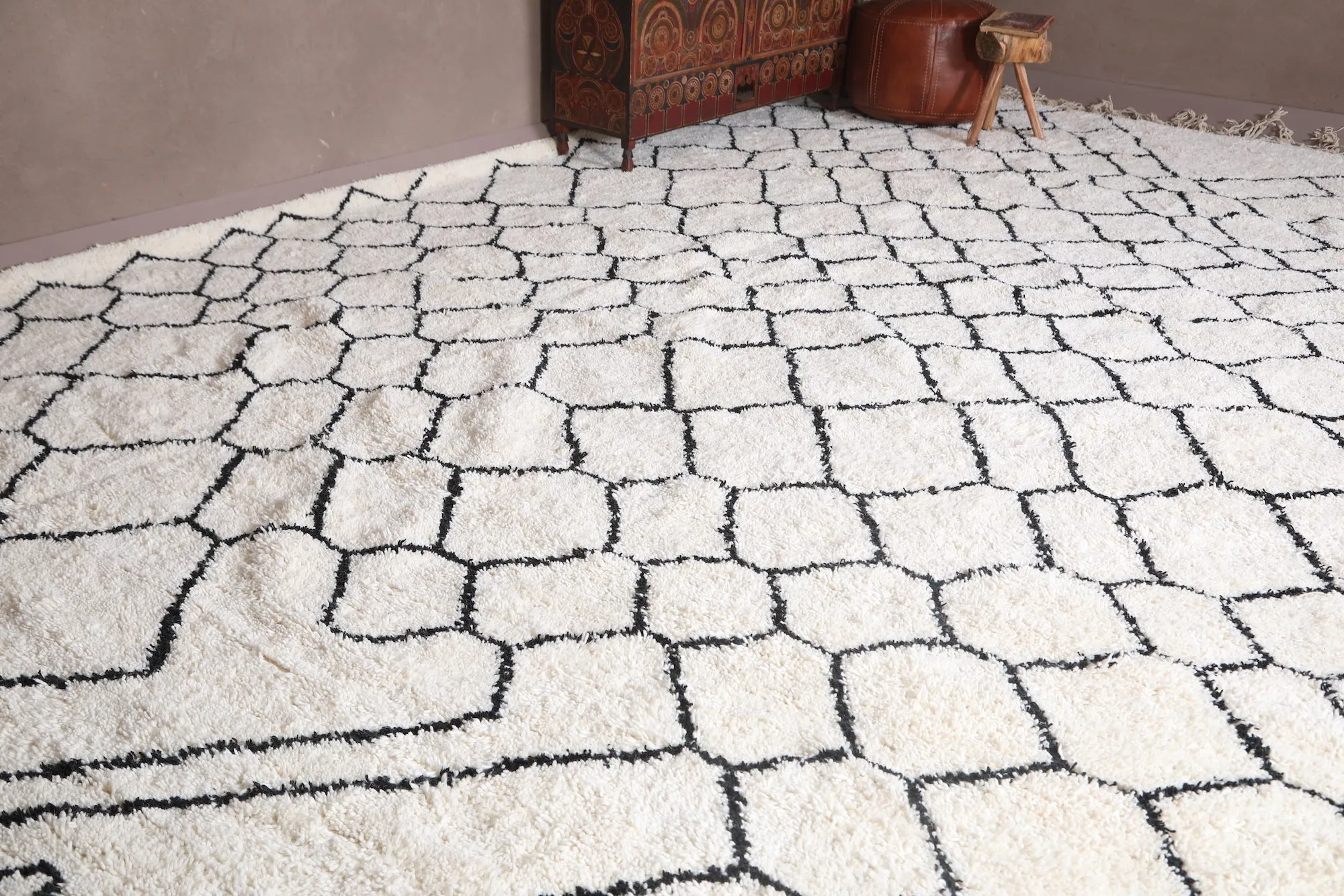 Beige Moroccan Berber rug - Custom Azilal rug - Wool rug