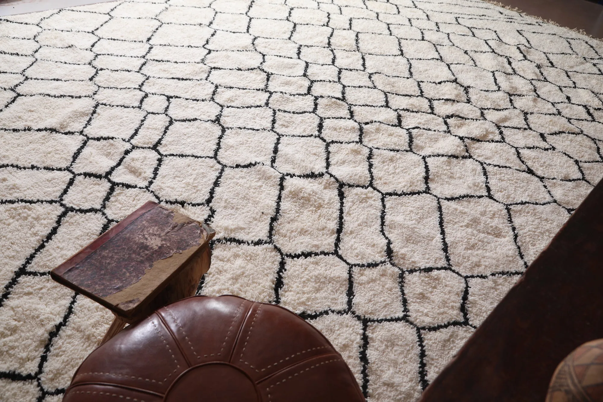 Beige Moroccan Berber rug - Custom Azilal rug - Wool rug