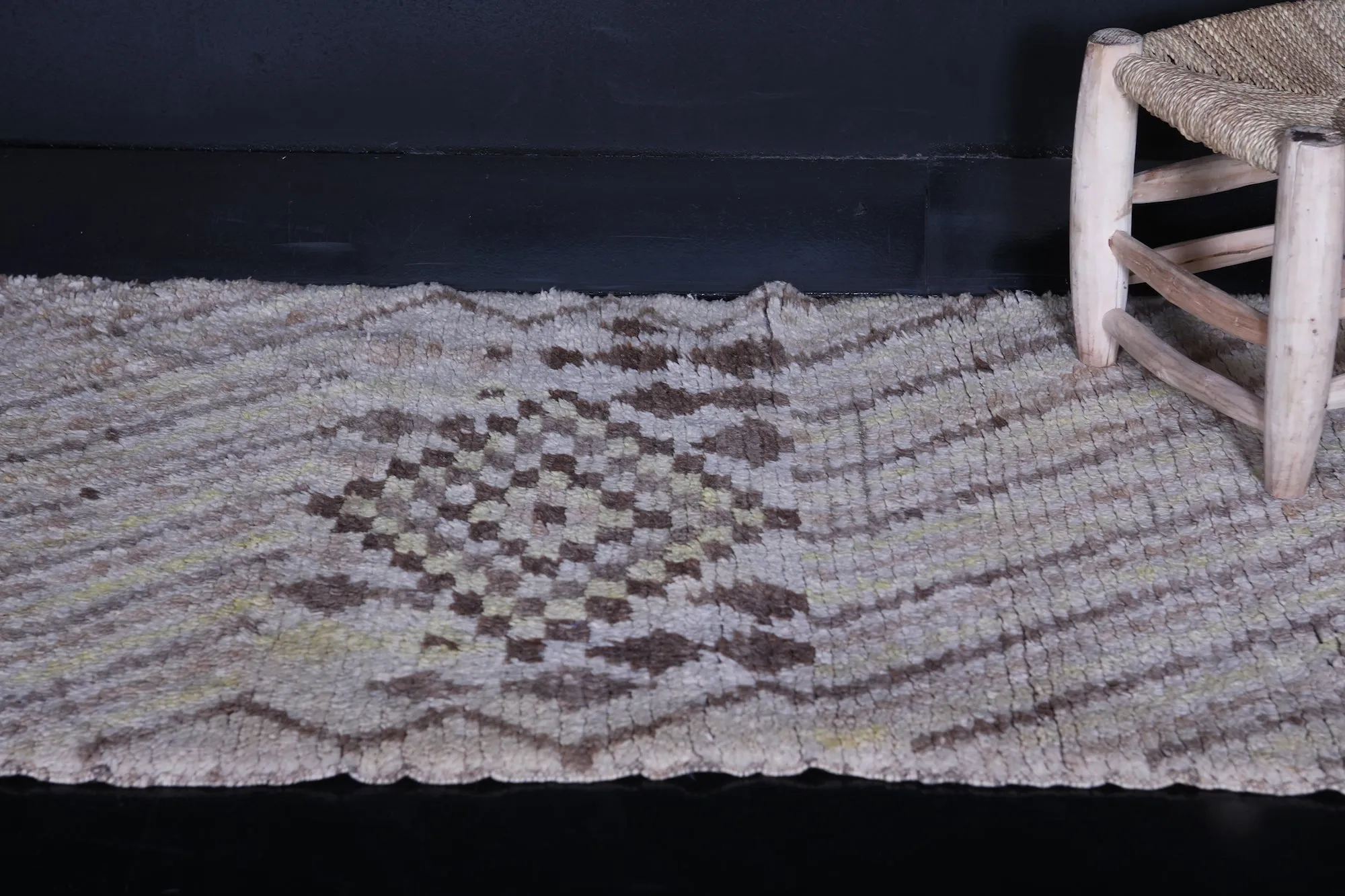 Beige Moroccan Runner Rug - 2.7 x 5.4 ft | Handwoven Accent