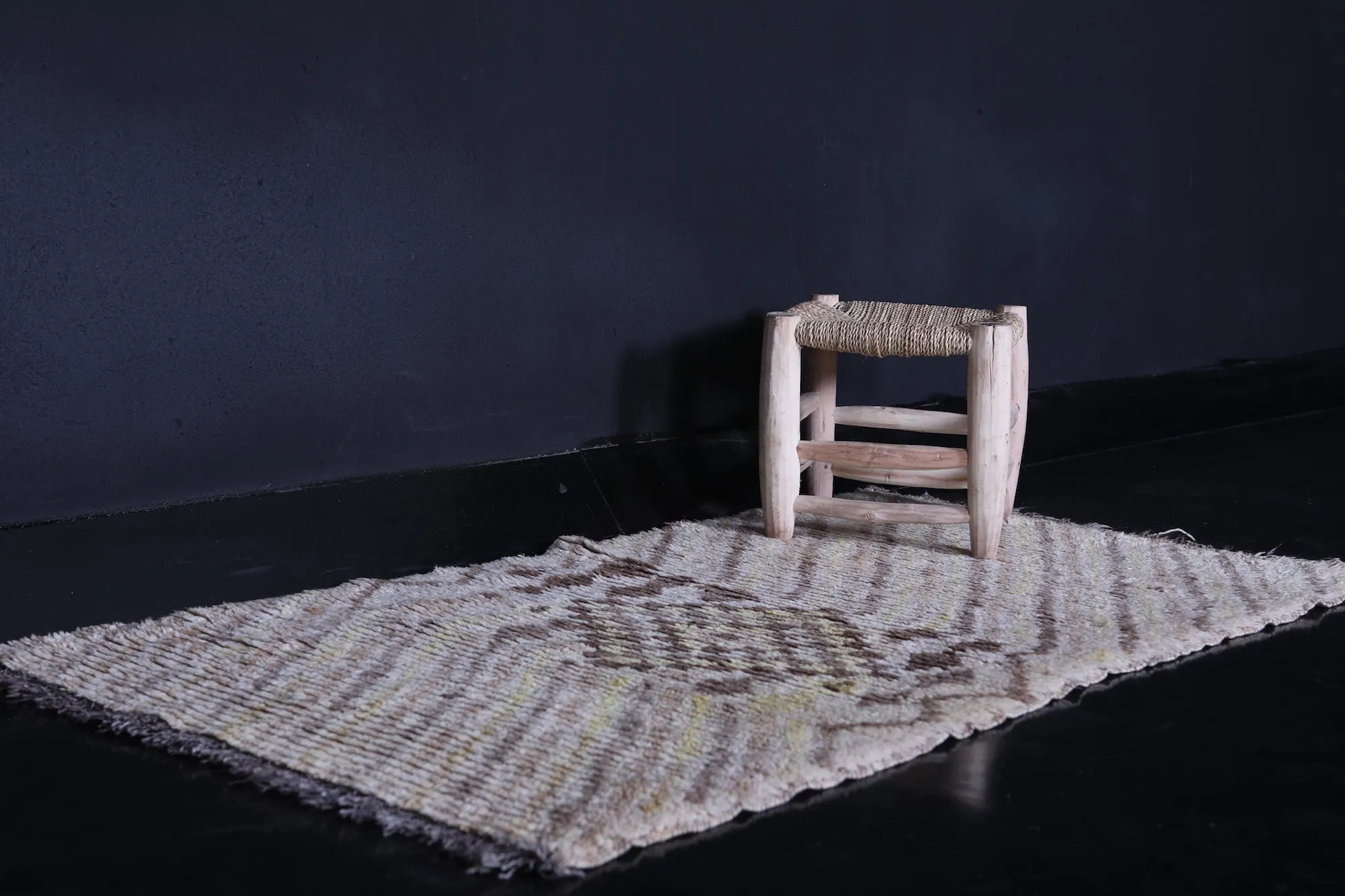 Beige Moroccan Runner Rug - 2.7 x 5.4 ft | Handwoven Accent
