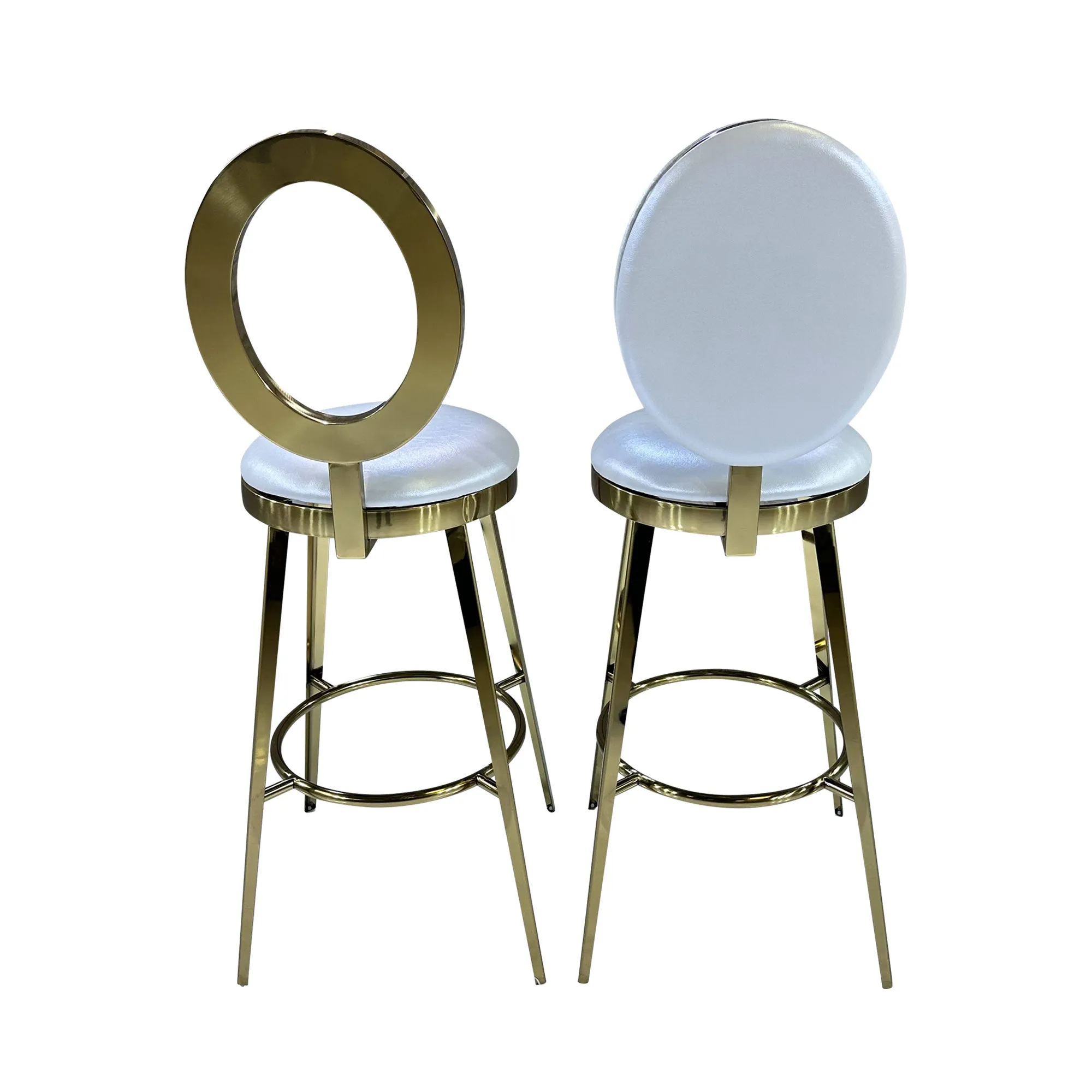 BELLAGIO BARSTOOL - GOLD W/ IVORY LEATHER CUSHION