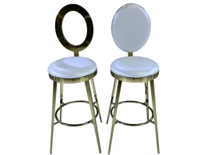 BELLAGIO BARSTOOL - GOLD W/ IVORY LEATHER CUSHION