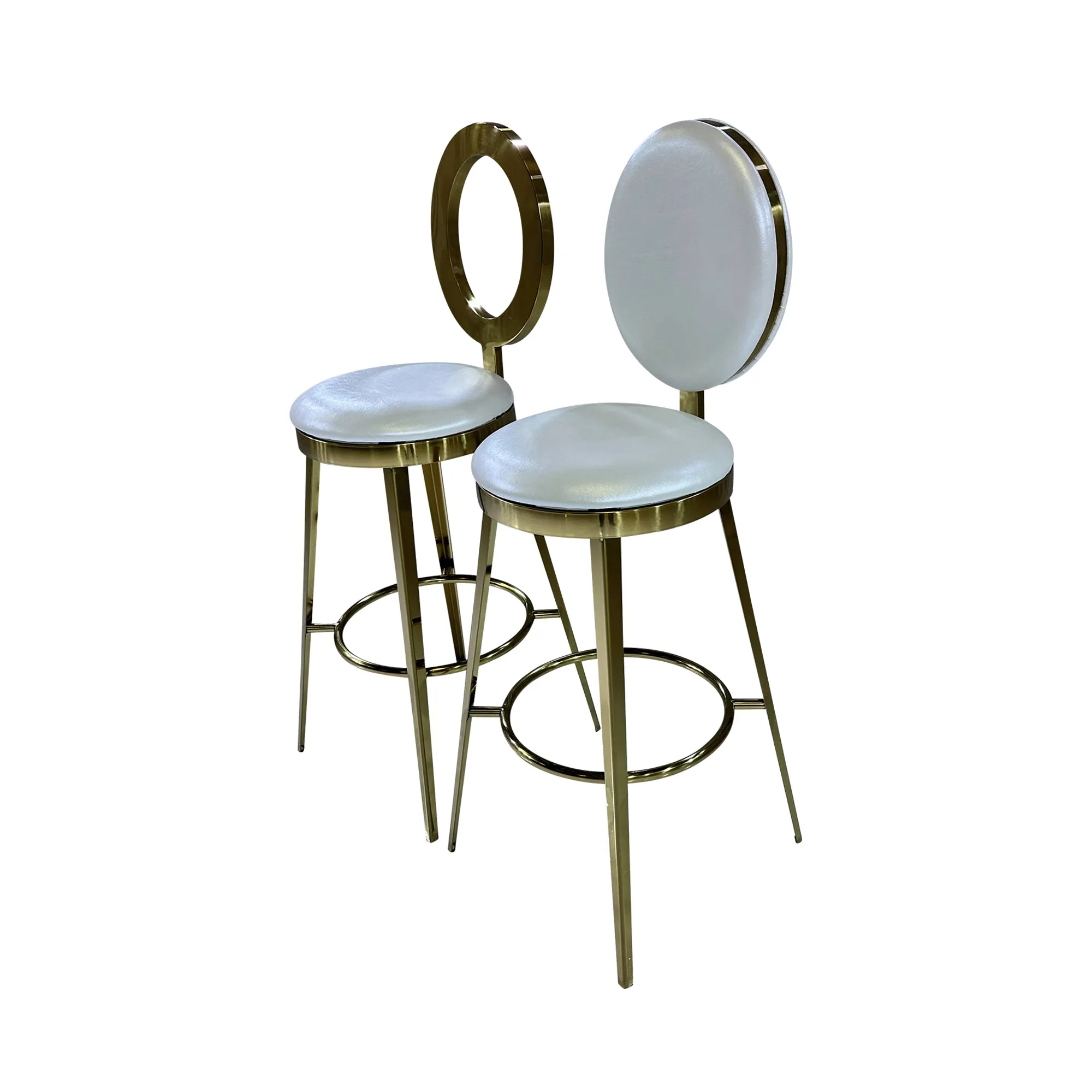 BELLAGIO BARSTOOL - GOLD W/ IVORY LEATHER CUSHION