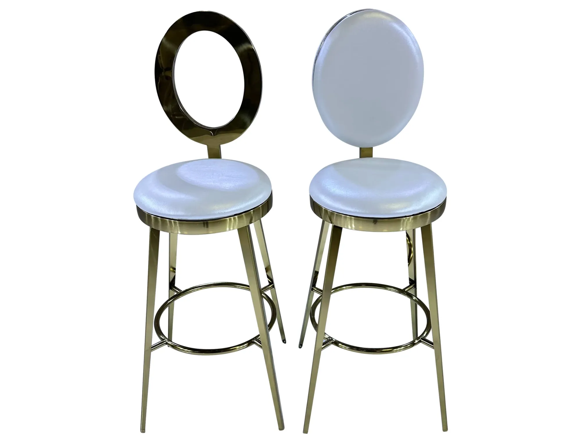BELLAGIO BARSTOOL - GOLD W/ IVORY LEATHER CUSHION