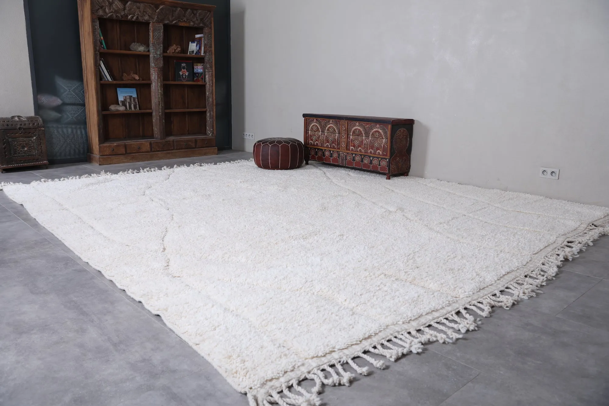 Beni ourain white rug - Handmade rug - Custom area rug
