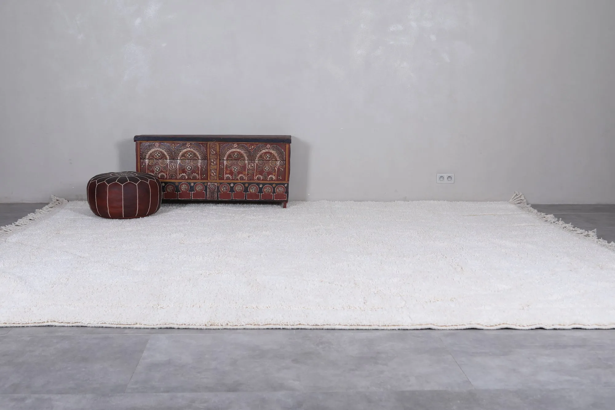 Beni ourain white rug - Handmade rug - Custom area rug
