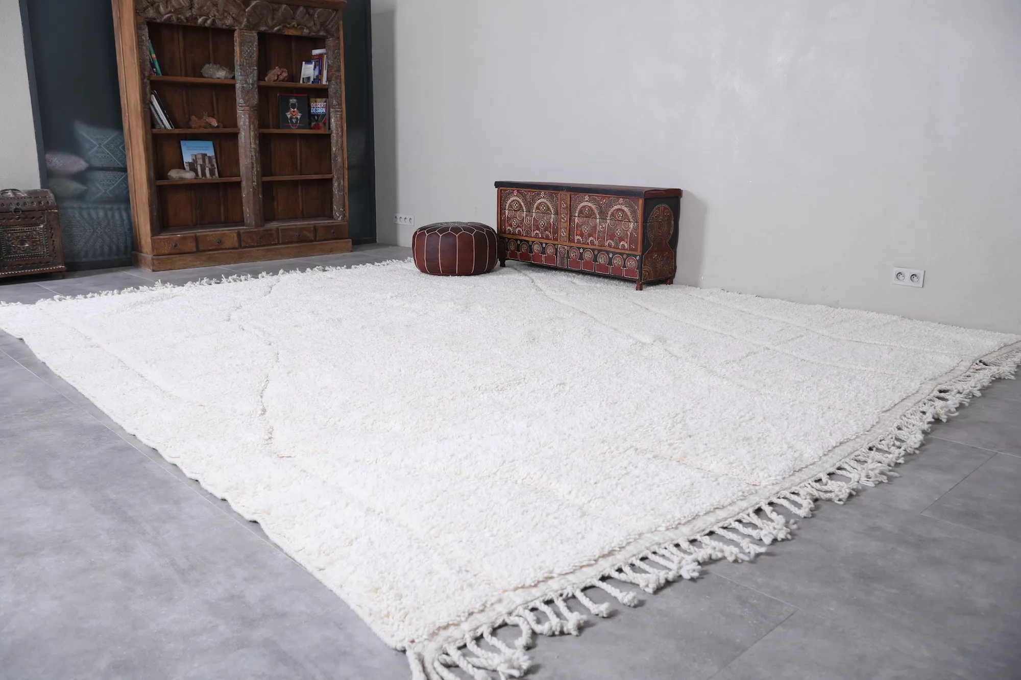 Beni ourain white rug - Handmade rug - Custom area rug
