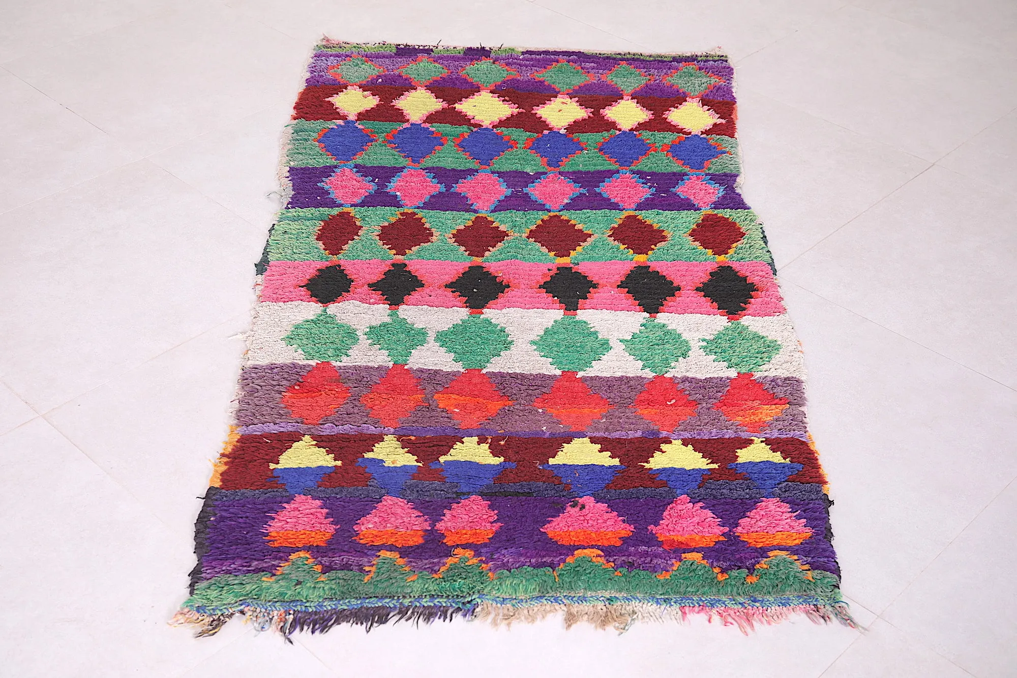 Berber Azilal Rug 3.1 X 5.9 Feet - Striped Colorful Design