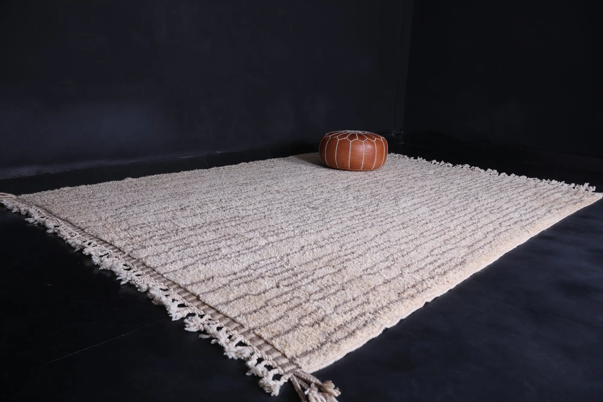 Berber Beige Moroccan Rug - Beni ourain rug - Wool rug