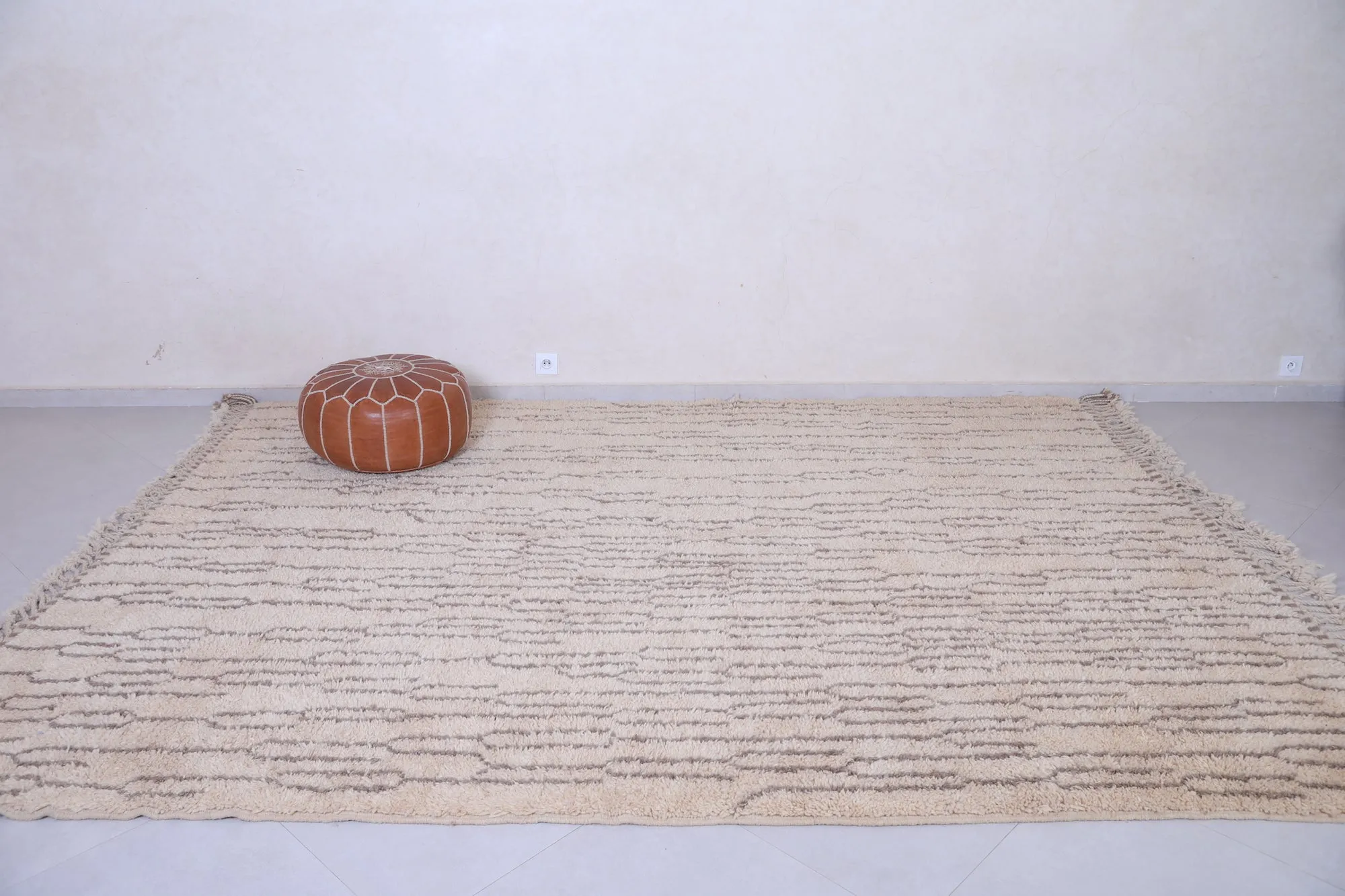 Berber Beige Moroccan Rug - Beni ourain rug - Wool rug