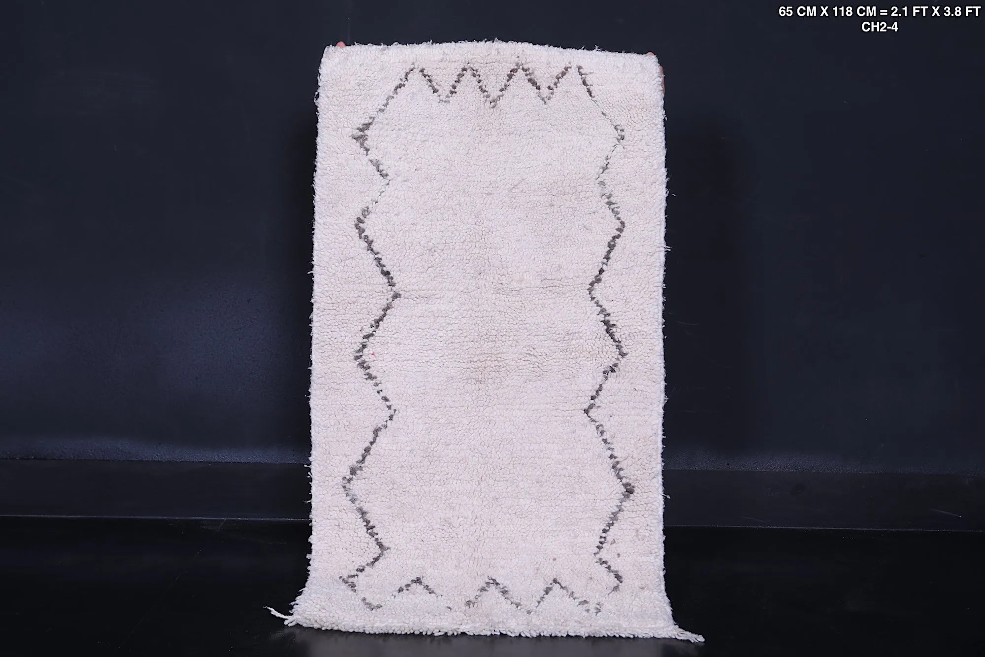 Berber Beni Ourain Rug – 2.1 x 3.8 ft Handwoven Hallway Rug