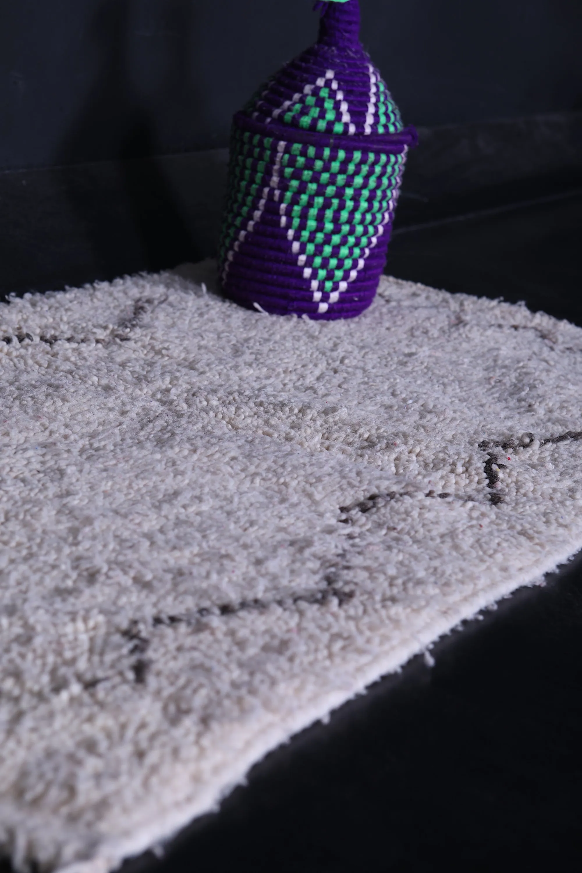 Berber Beni Ourain Rug – 2.1 x 3.8 ft Handwoven Hallway Rug
