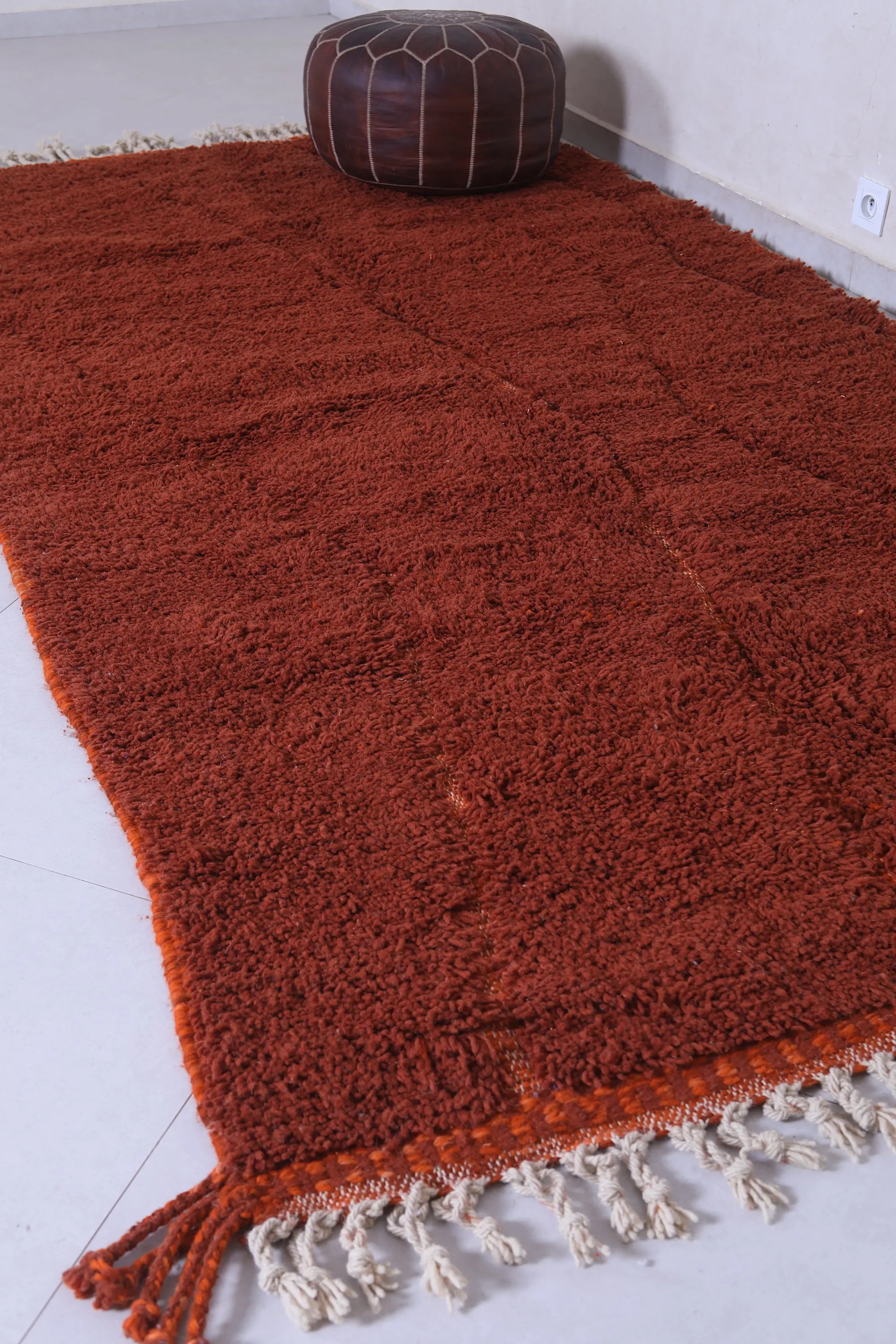 Berber Beni Ourain Rug - 5.1x9.7 FT | Vintage Brown Moroccan Carpet