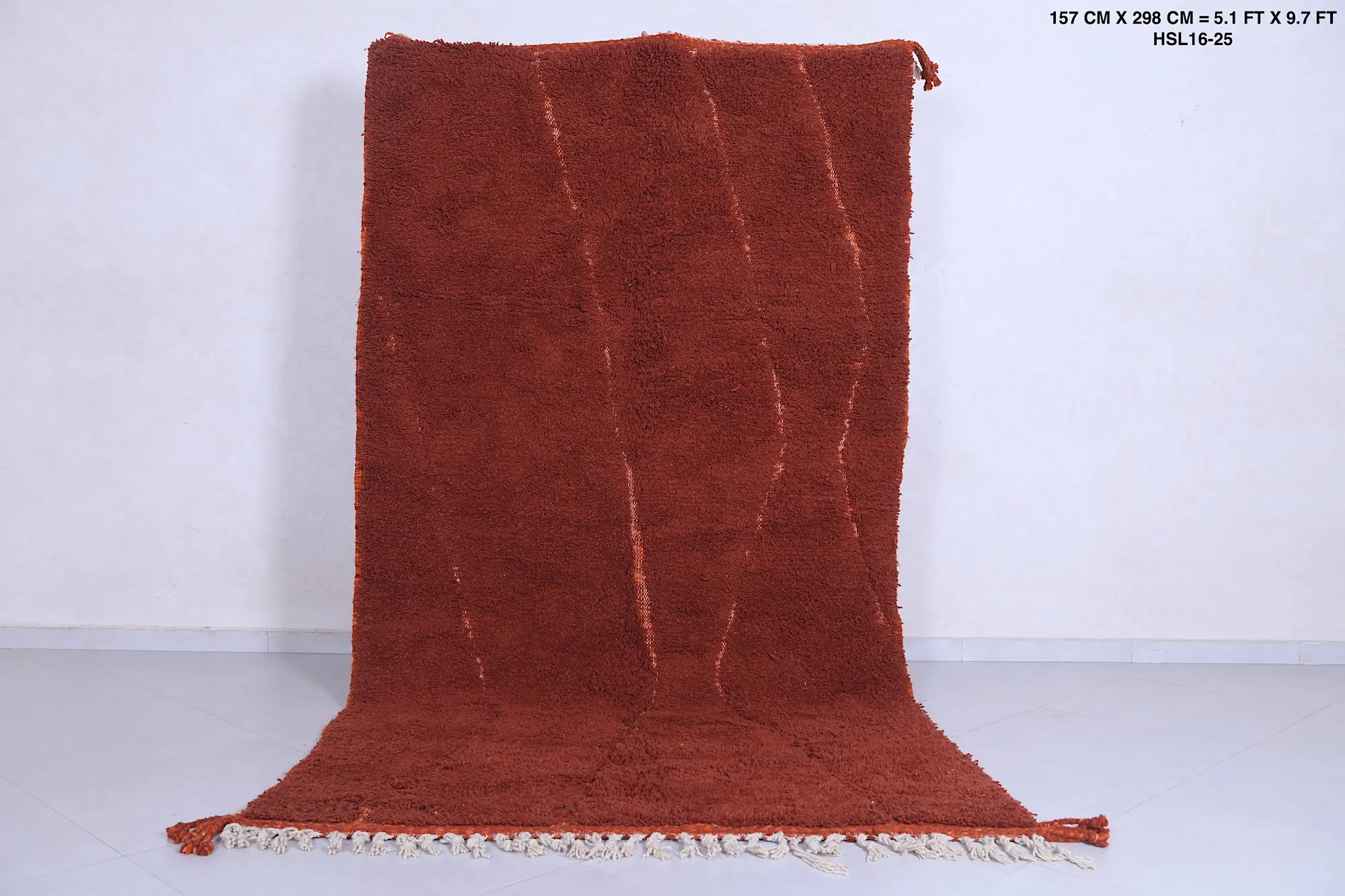 Berber Beni Ourain Rug - 5.1x9.7 FT | Vintage Brown Moroccan Carpet