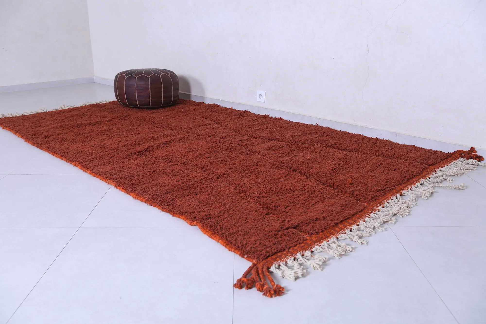 Berber Beni Ourain Rug - 5.1x9.7 FT | Vintage Brown Moroccan Carpet